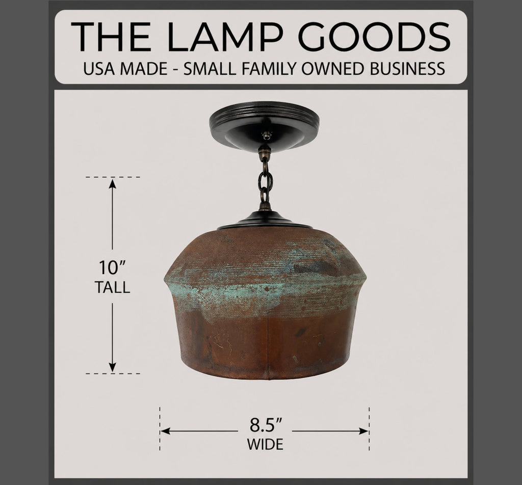 Modern Handcrafted Copper Ceiling Light with Chain | 8.5"