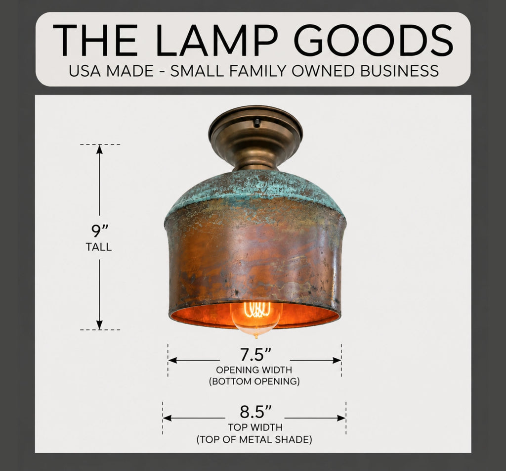 Handcrafted Copper Farmhouse Ceiling Light | 8.5" Flush Mount
