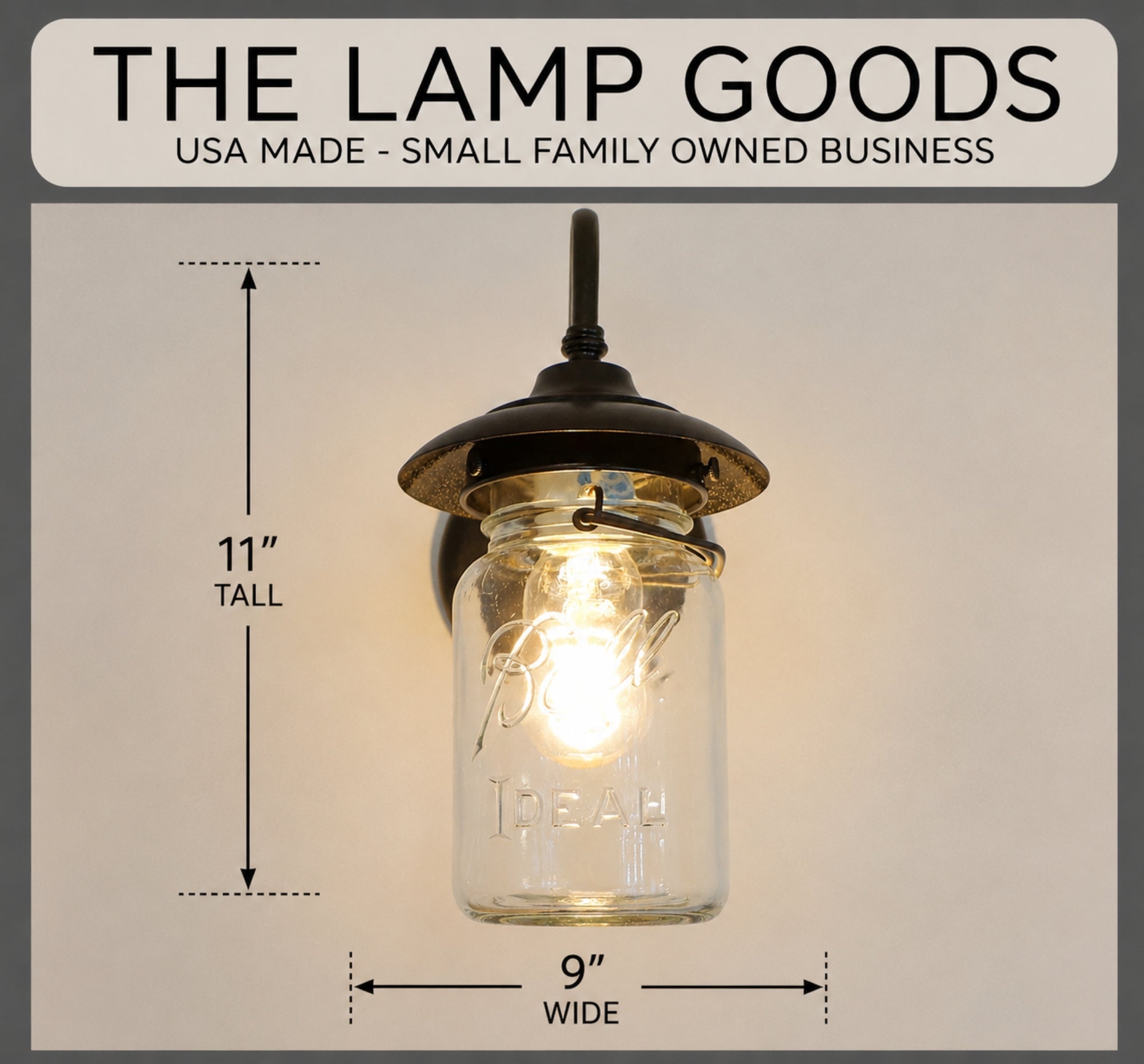 Exterior Outdoor Mason Jar Wall Sconce Light with Vintage Jar