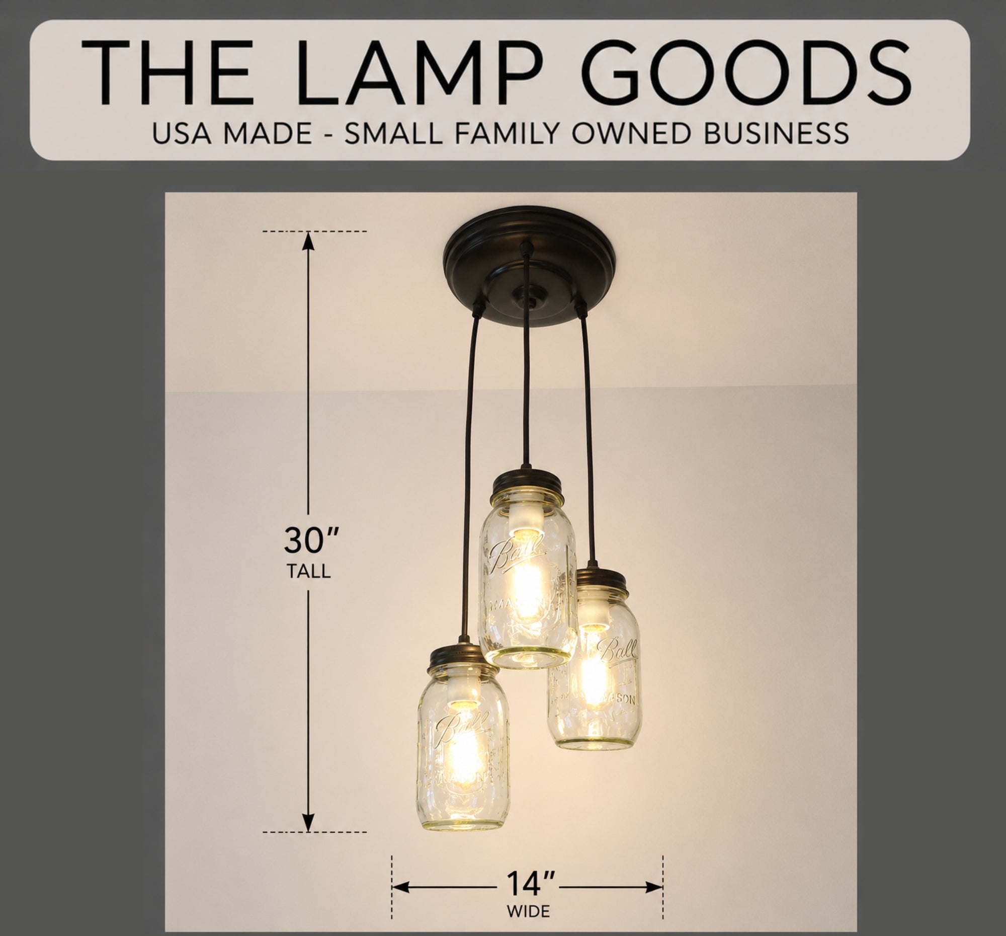 Mason Jar CHANDELIER Pendant Light Trio