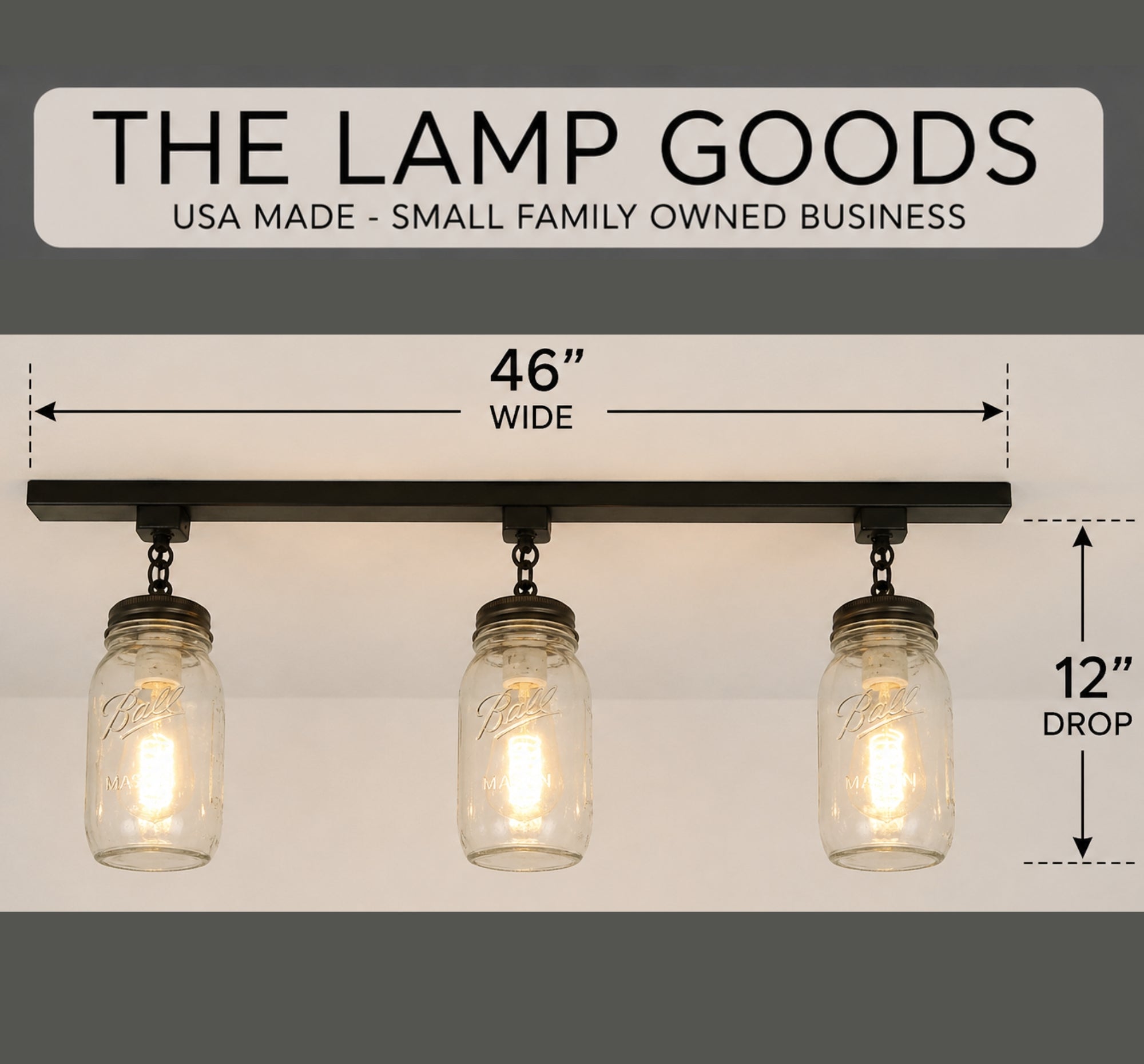 Mason Jar TRACK LIGHTING New Quarts Chain Trio