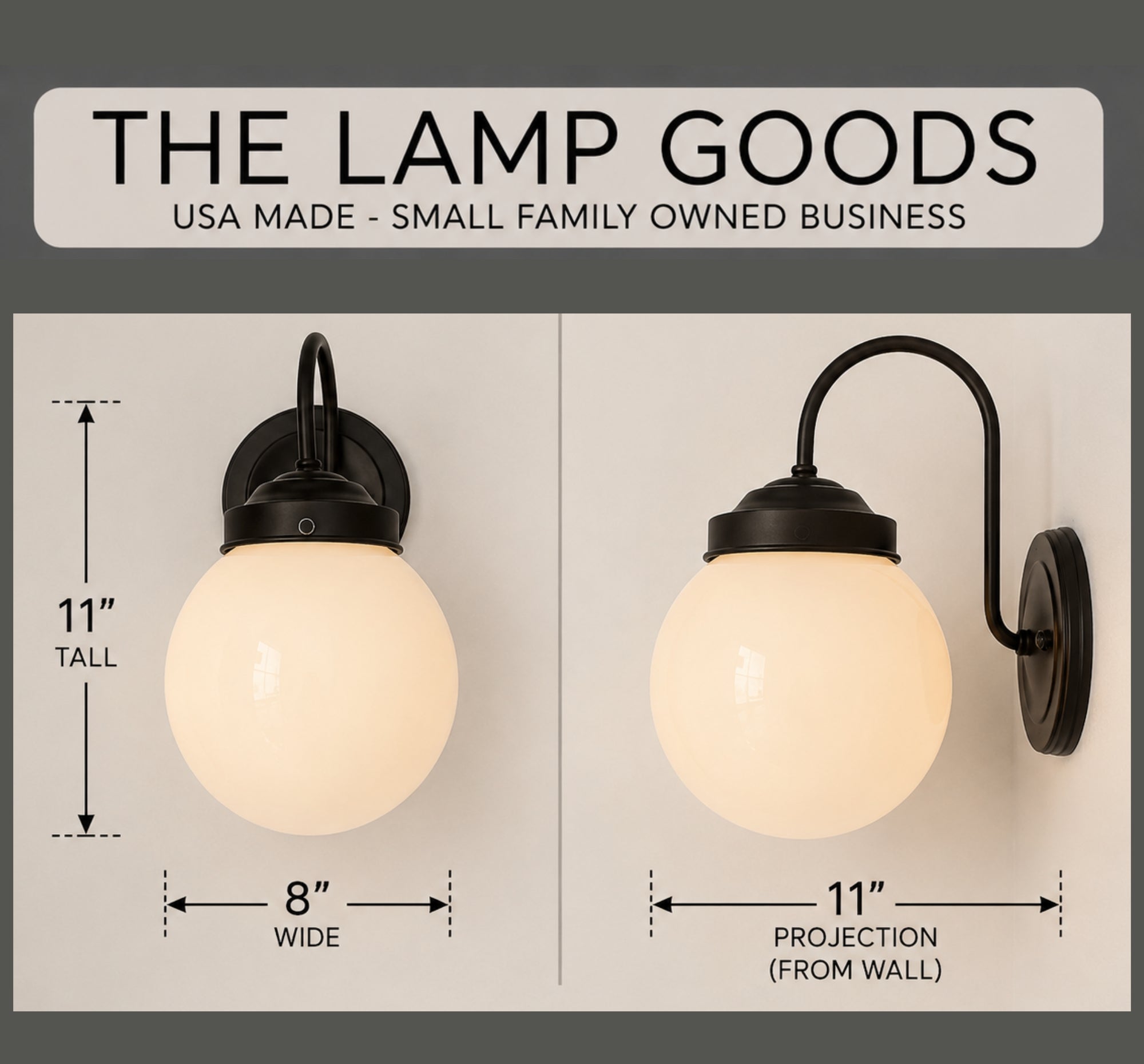 Large Modern Globe Wall Sconce | 8"W
