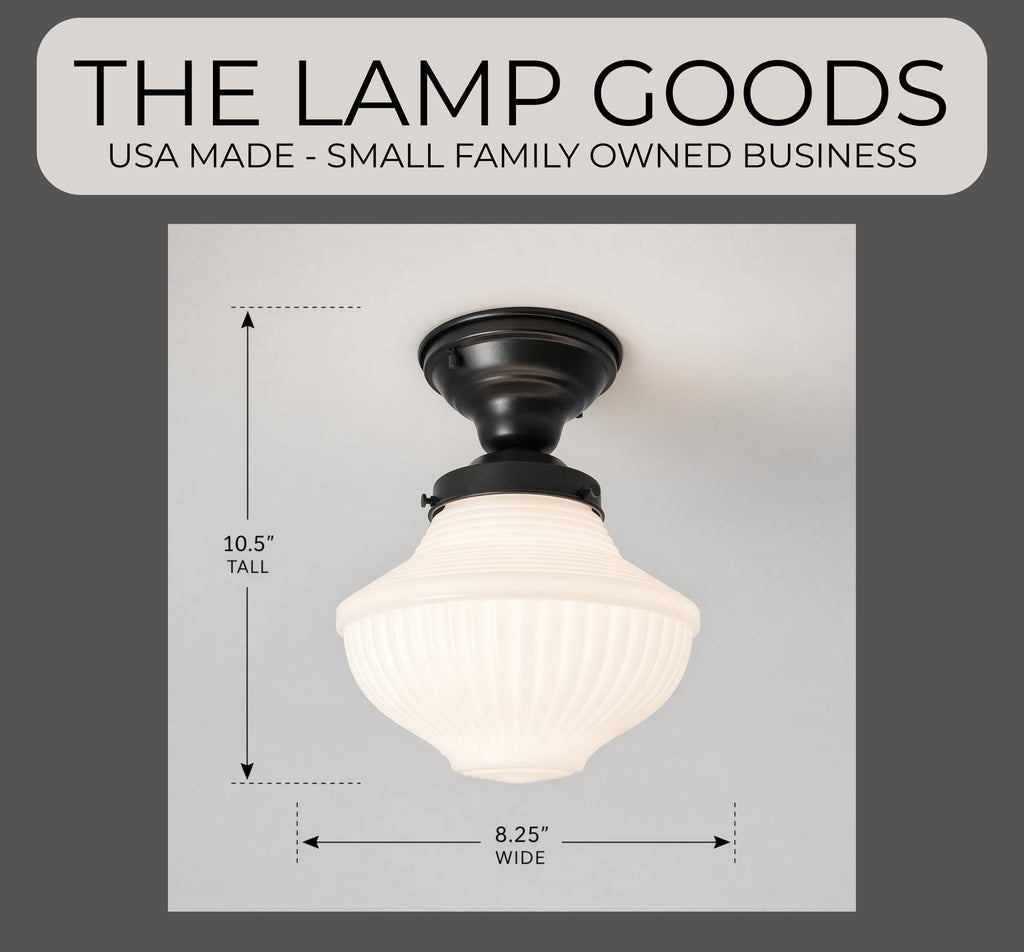 Traditional Milk Glass Semi-Flush Ceiling Light | 8.25"