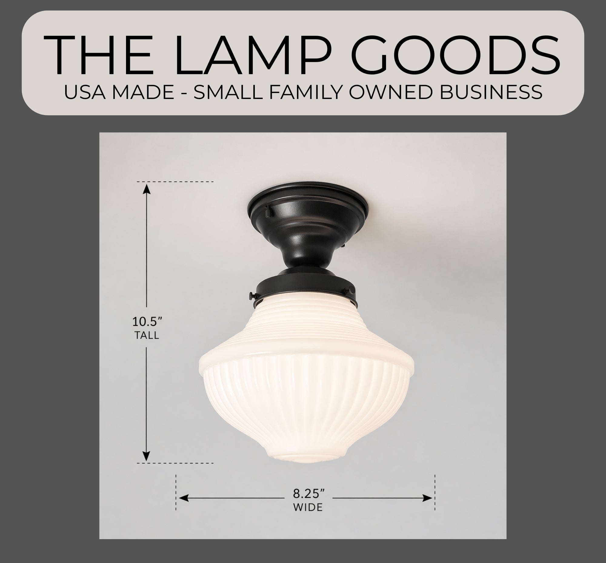 Traditional Milk Glass Semi-Flush Ceiling Light | 8.25"
