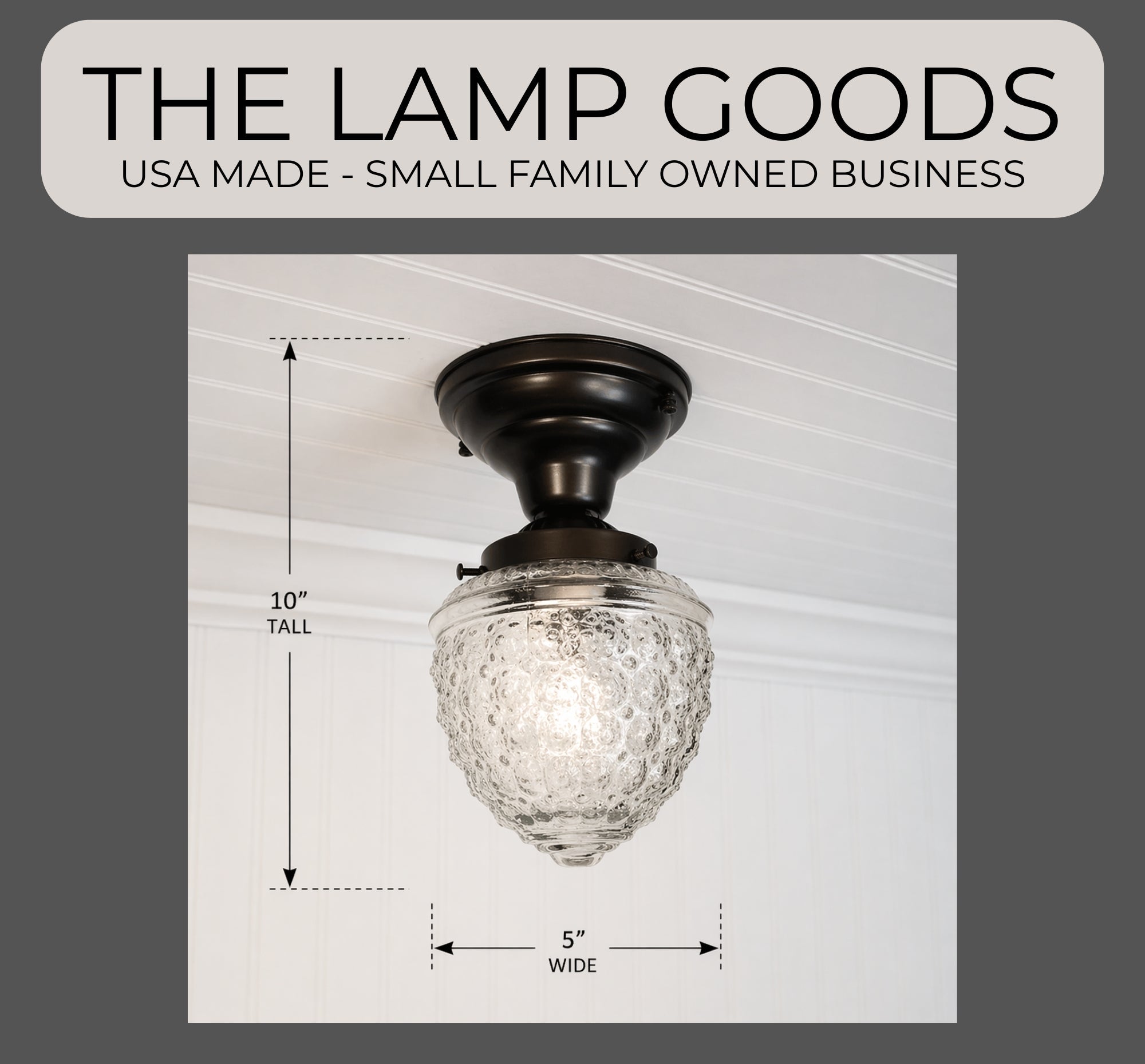 Antique Acorn Glass Flush Mount Ceiling Light | 5"