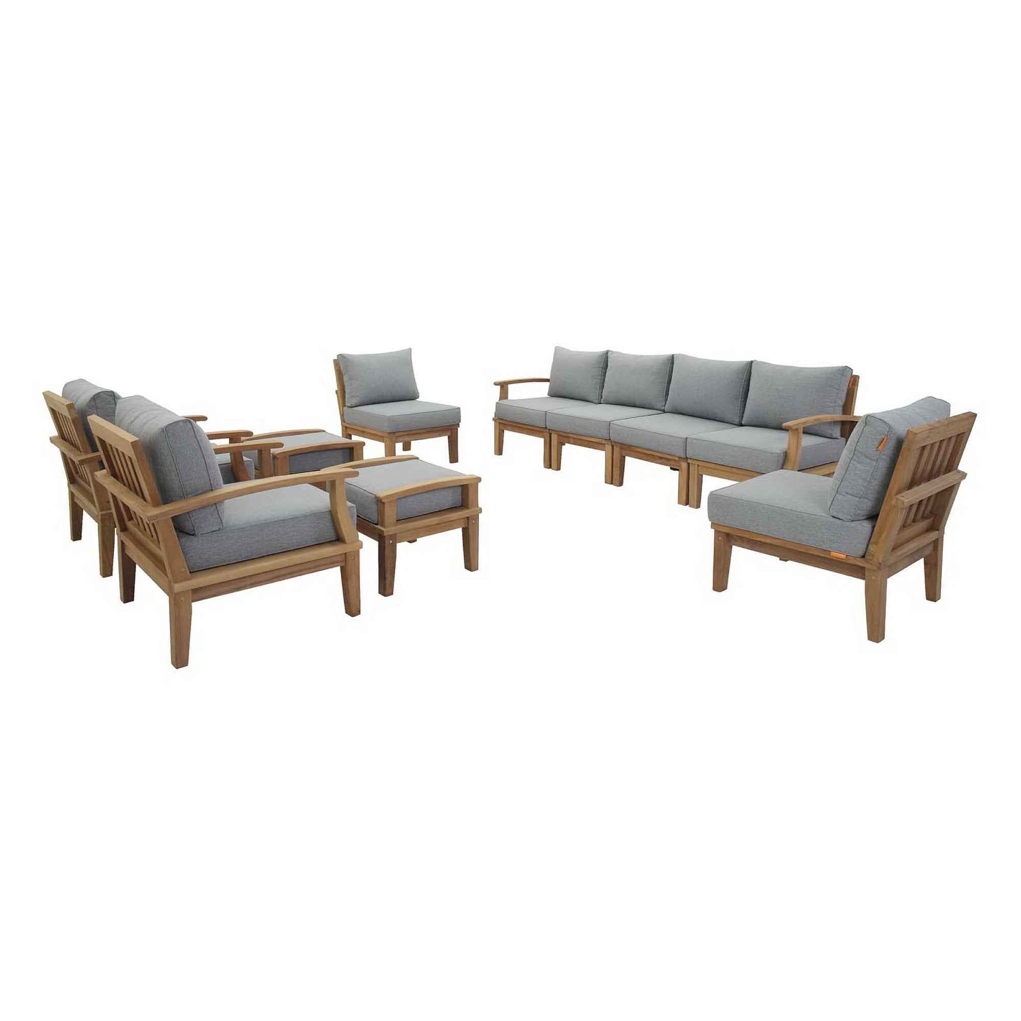 Marina 10-Piece Teak Outdoor Patio Set - Grey Finish by Patio Elegance