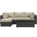 Sojourn 5 Piece Outdoor Patio Sunbrella¨ Sectional Set by Modway