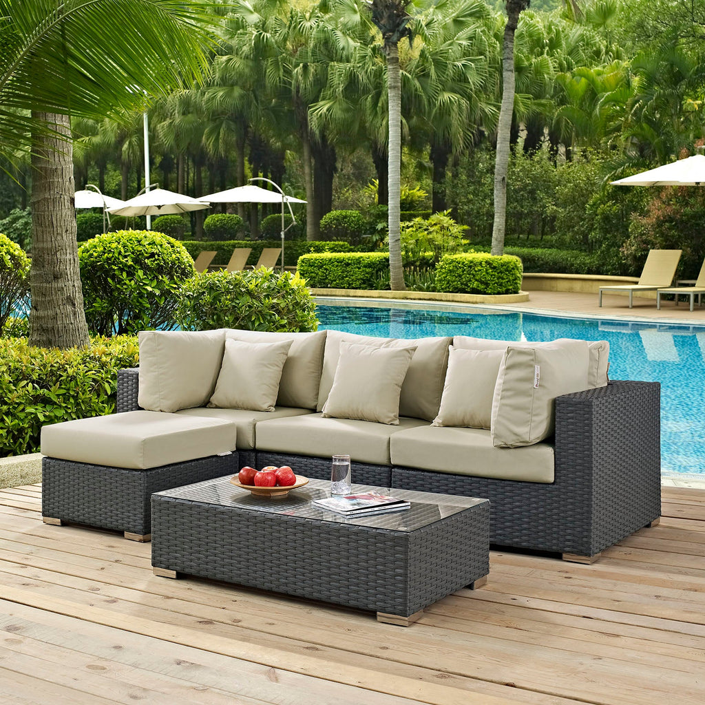 Sojourn 5 Piece Outdoor Patio Sunbrella¨ Sectional Set by Modway