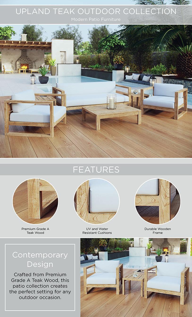 Upland Outdoor Patio Teak Chaise by Modway