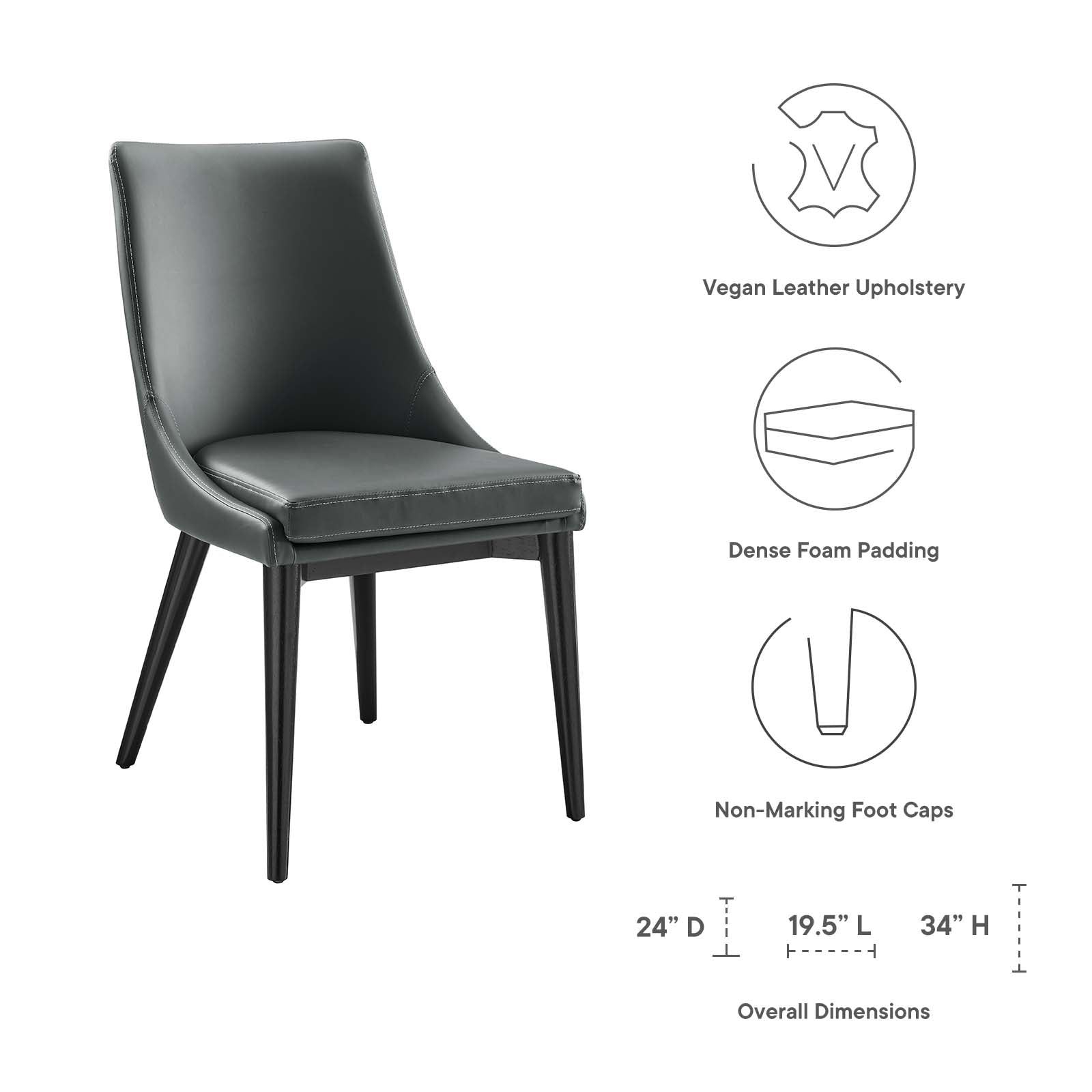 Viscount Vinyl Dining Side Chair Set of 2 by Modway