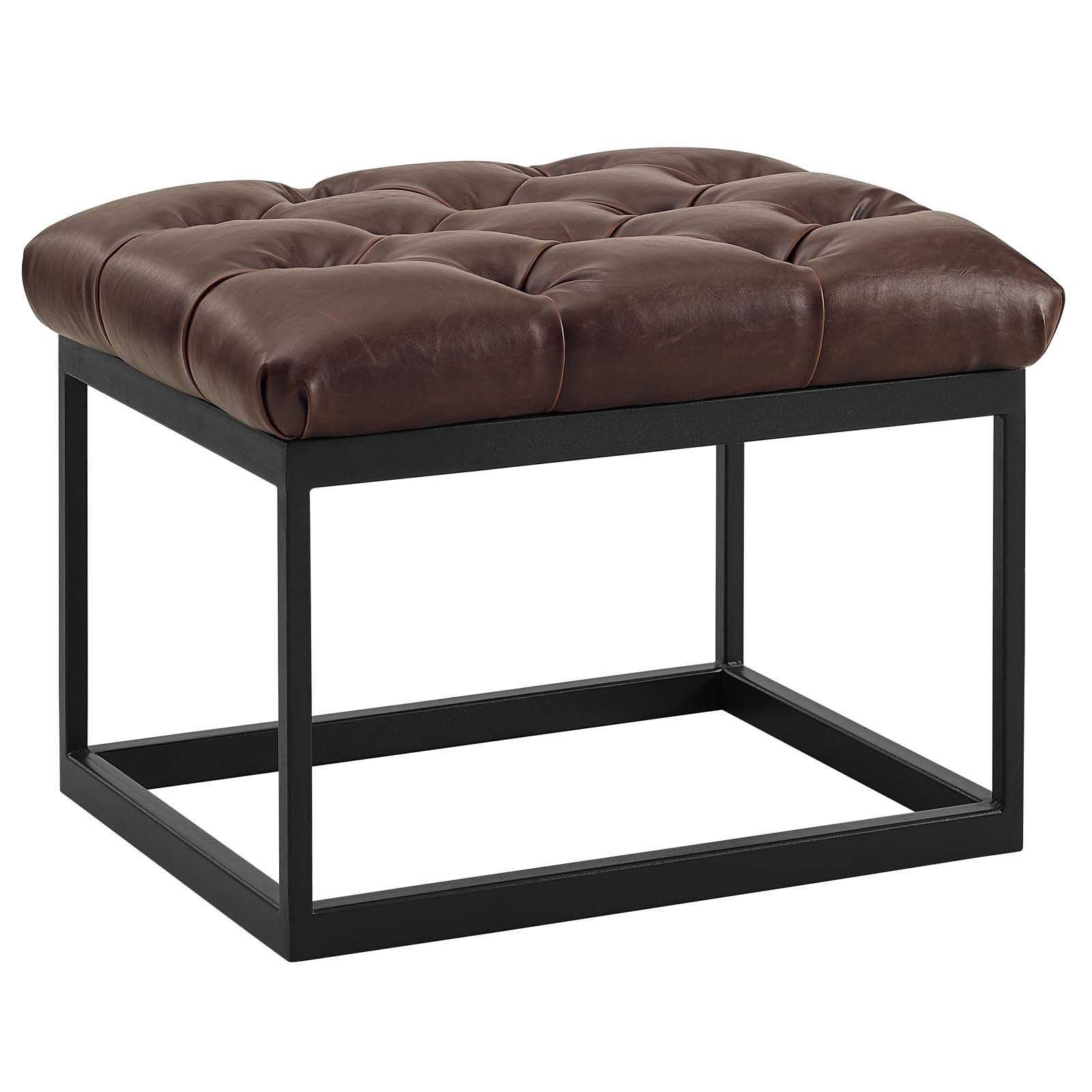 Cherish Antique Button Tufted Faux Leather Ottoman by Modway