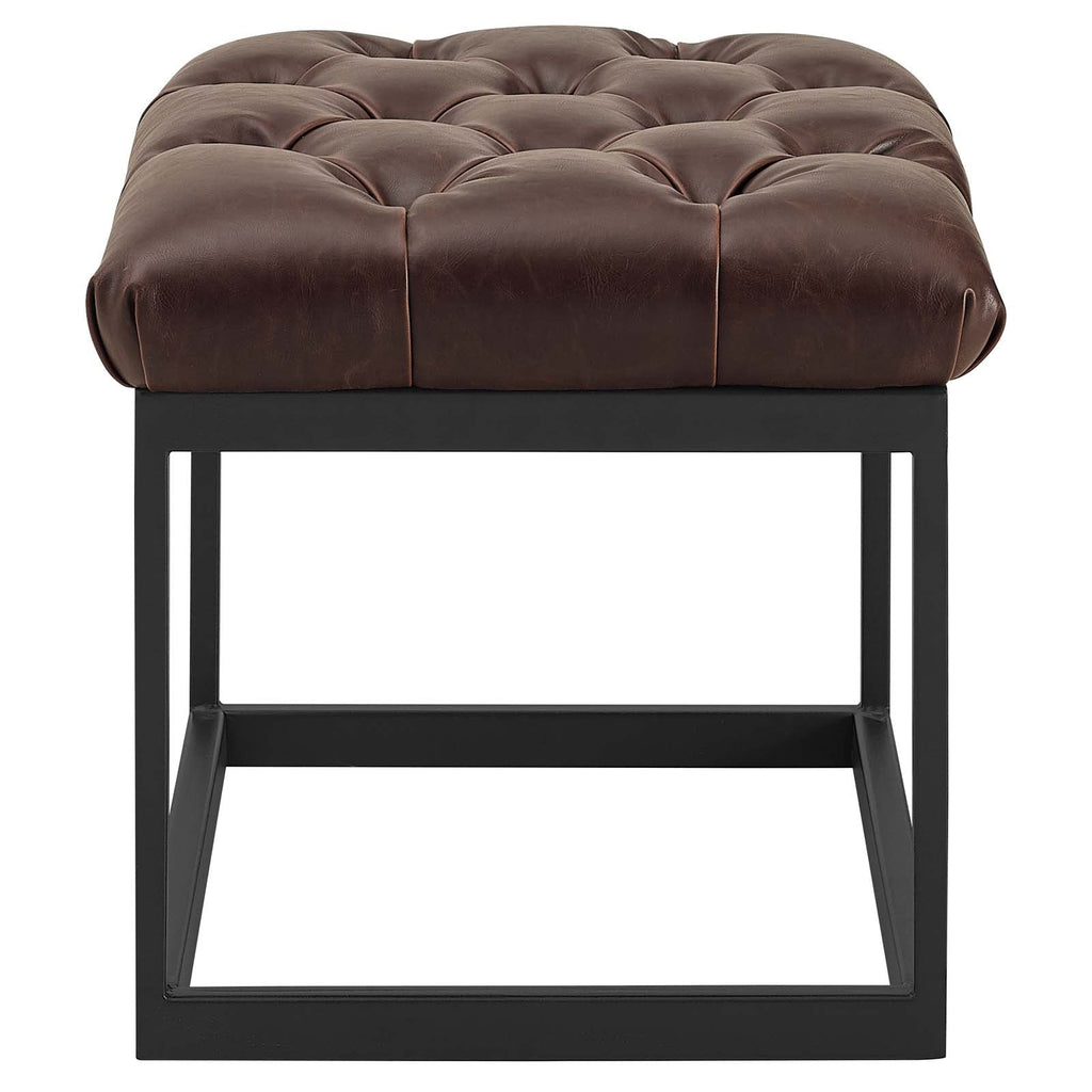 Cherish Antique Button Tufted Faux Leather Ottoman by Modway