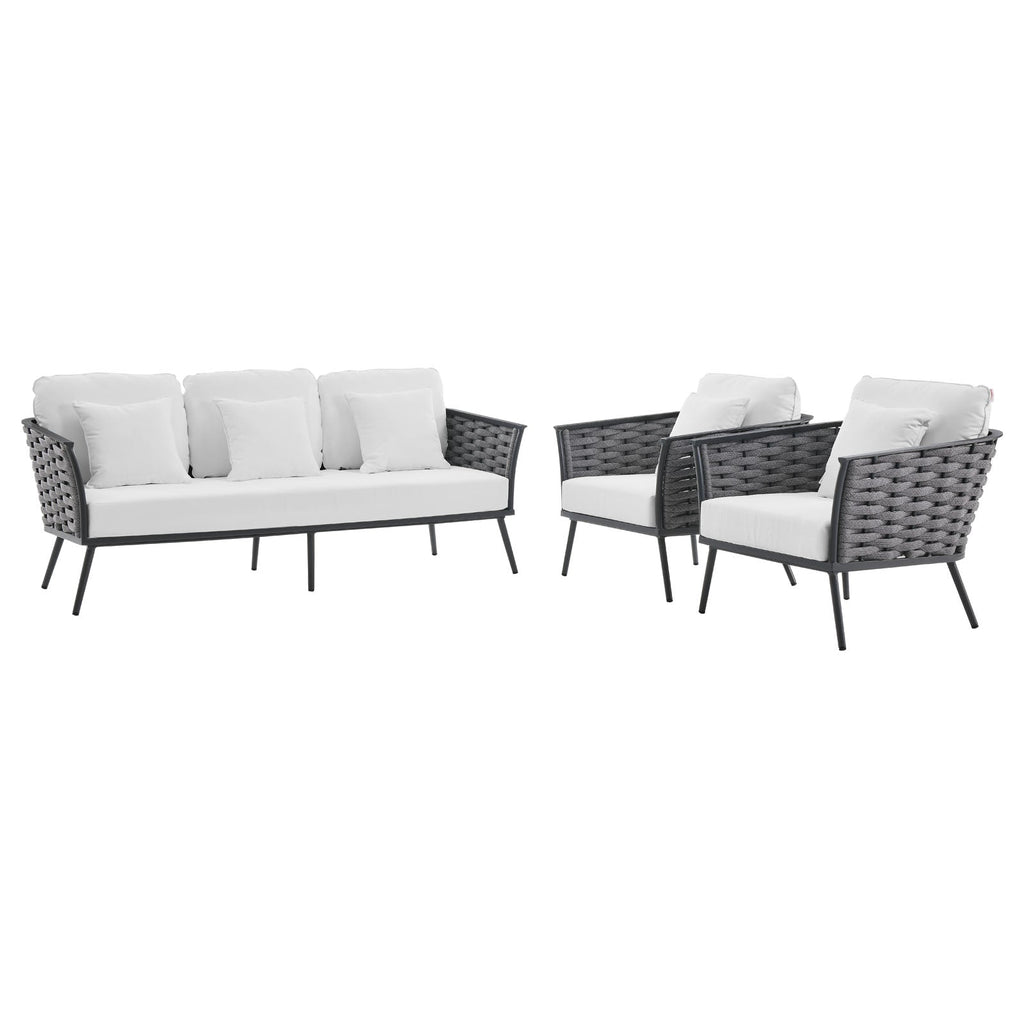 Stance 3 Piece Outdoor Patio Aluminum Sectional Sofa Set by Modway