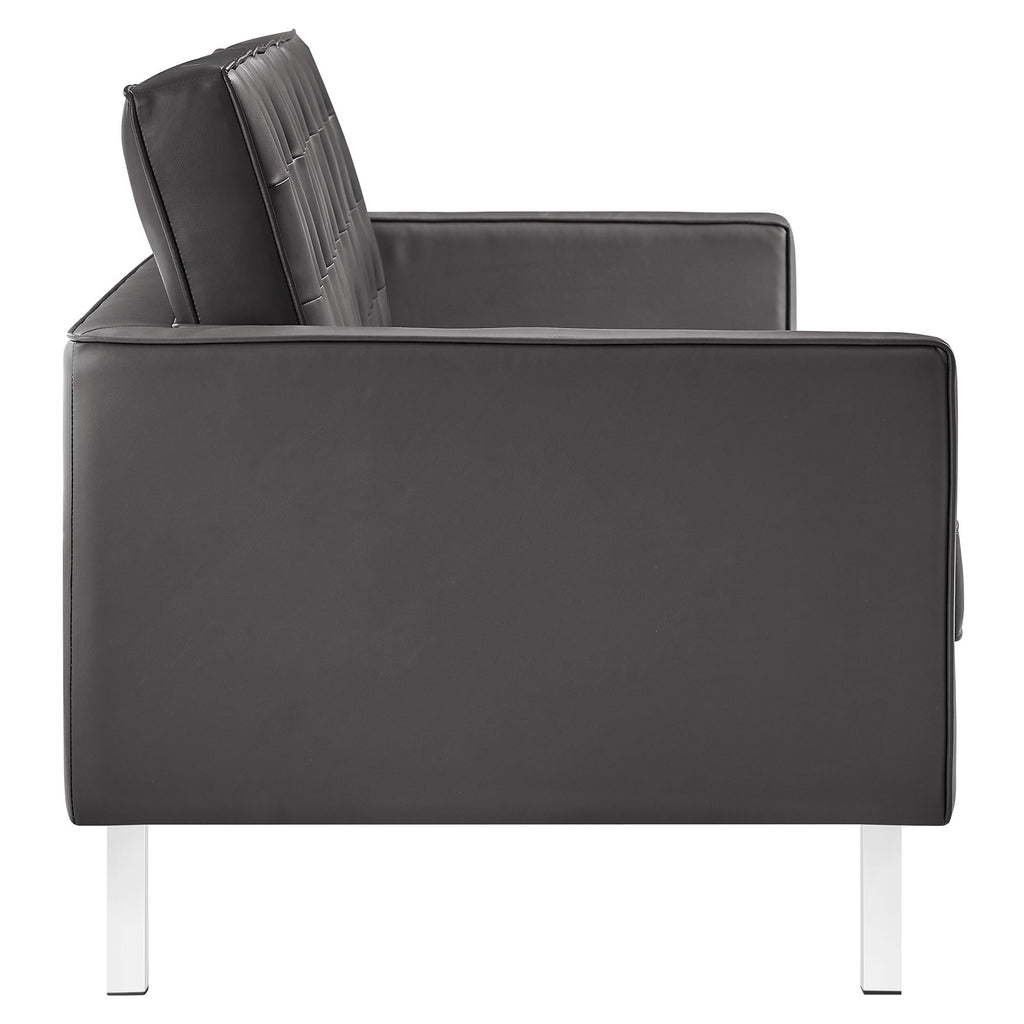 Loft Tufted Vegan Leather Sofa and Ottoman Set by Modway