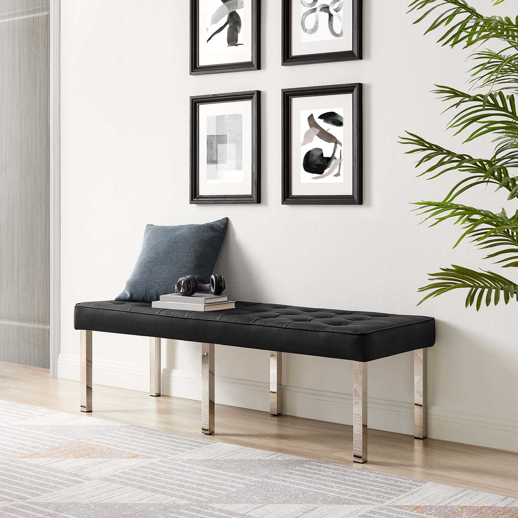 Loft Tufted Vegan Leather Bench by Modway