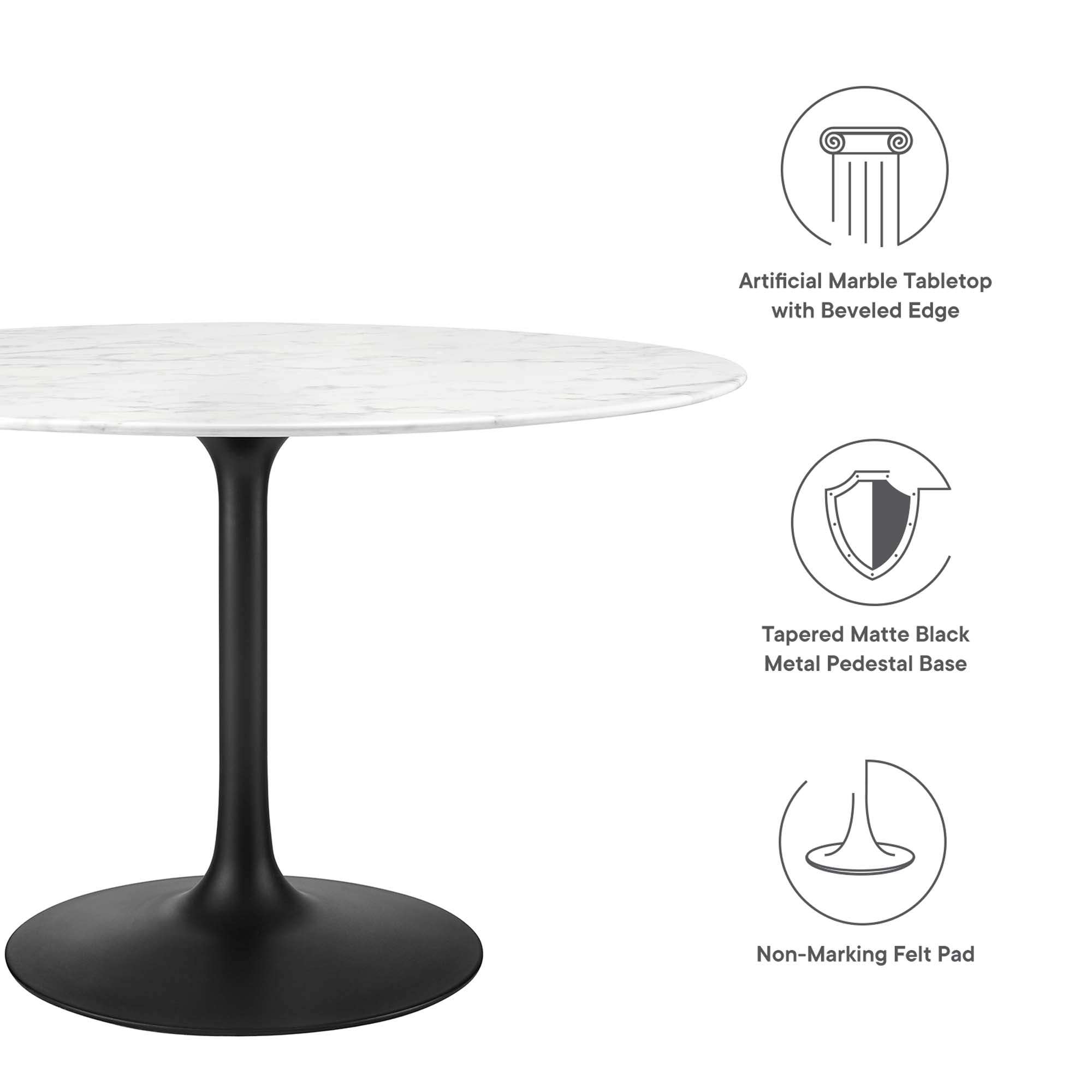 Lippa 48" Round Faux Marble Dining Table by Modway