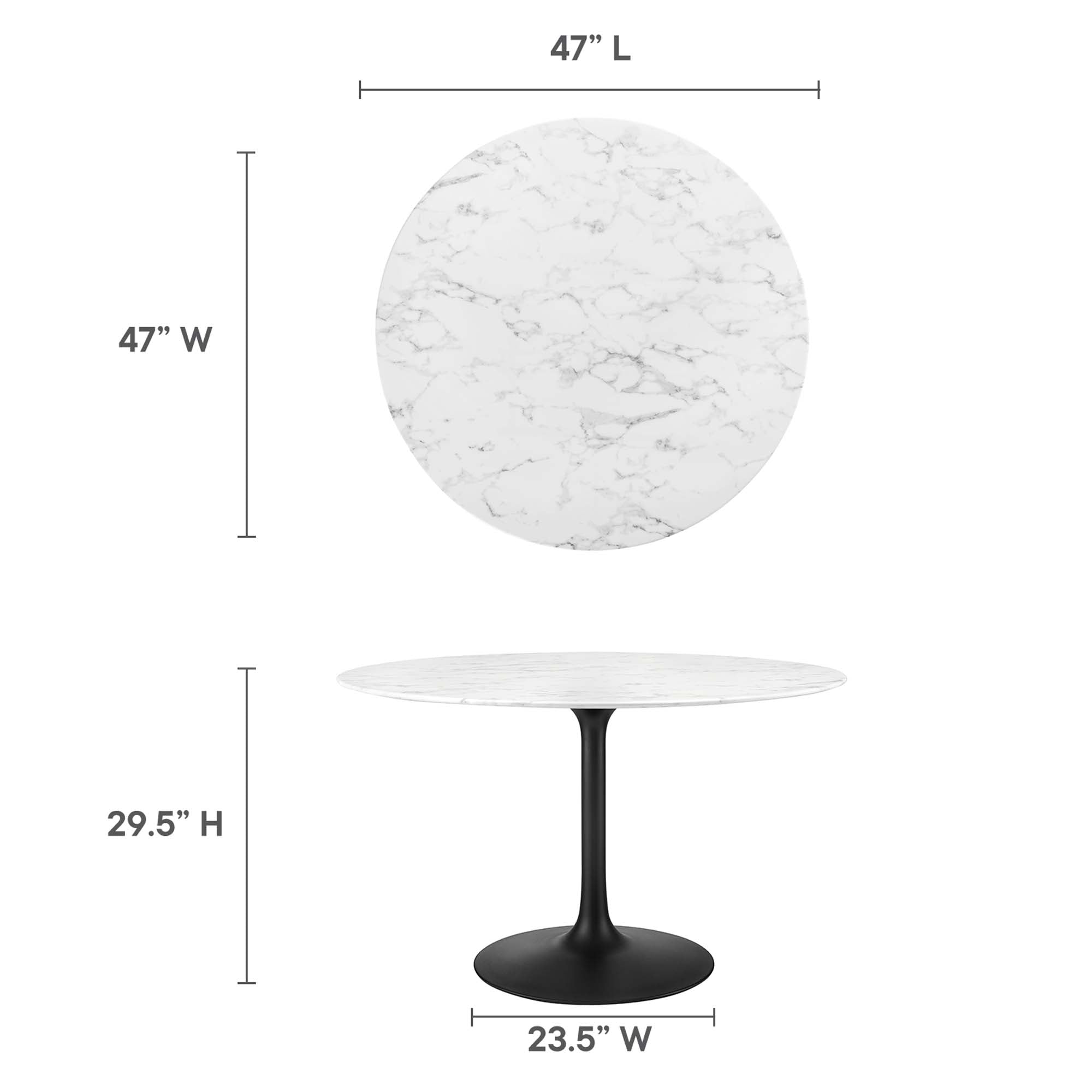 Lippa 48" Round Faux Marble Dining Table by Modway