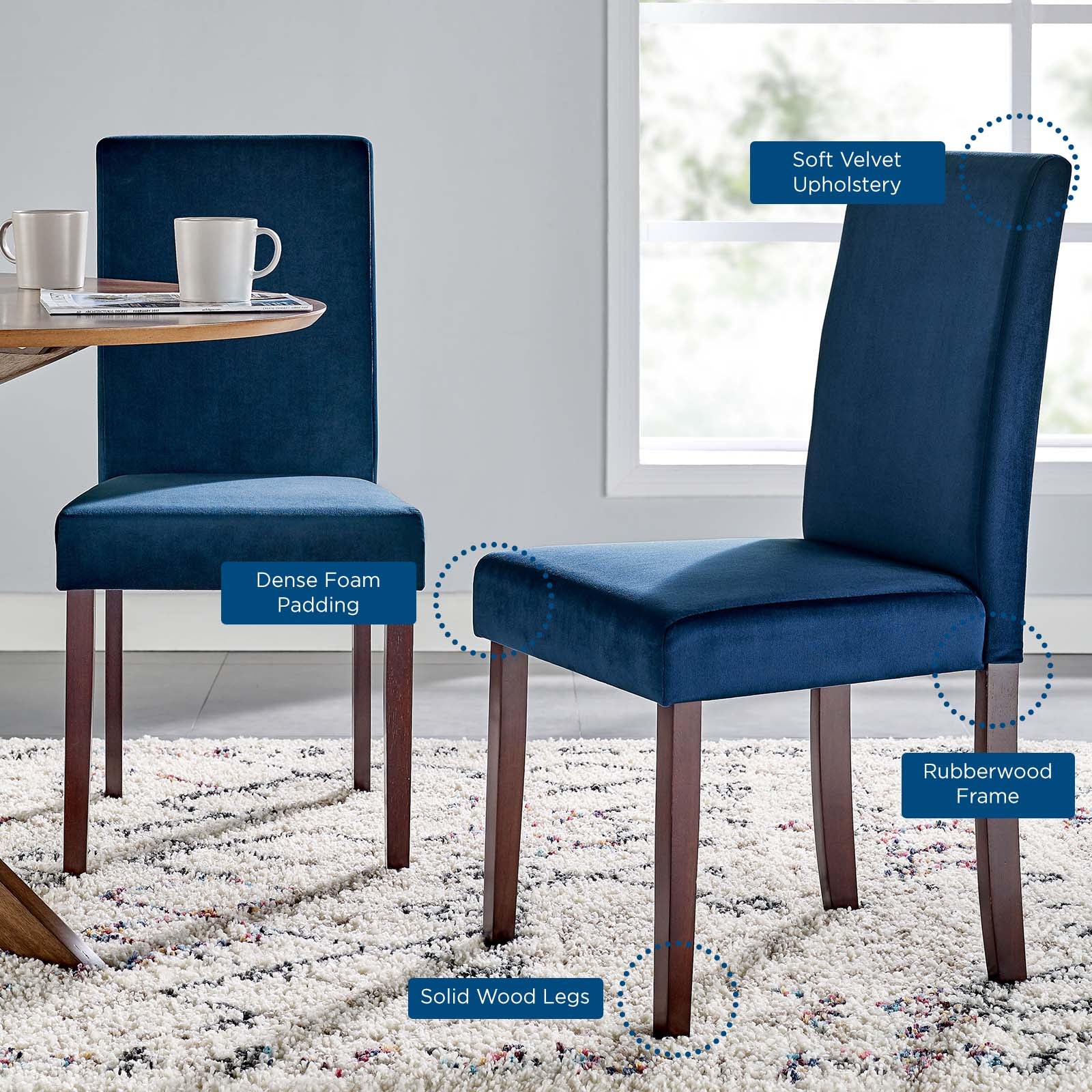 Prosper Upholstered Velvet Dining Side Chair Set of 2 by Modway