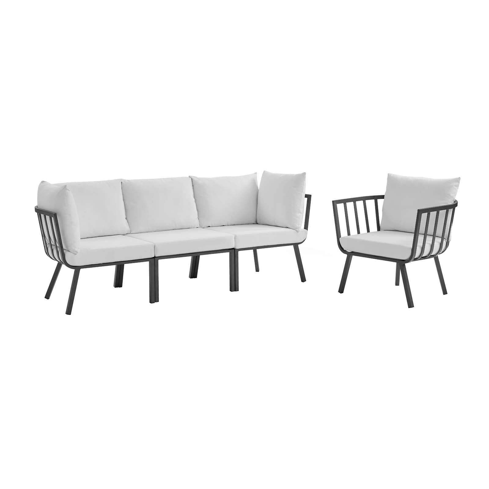 Riverside 4 Piece Outdoor Aluminum Set in Gray White