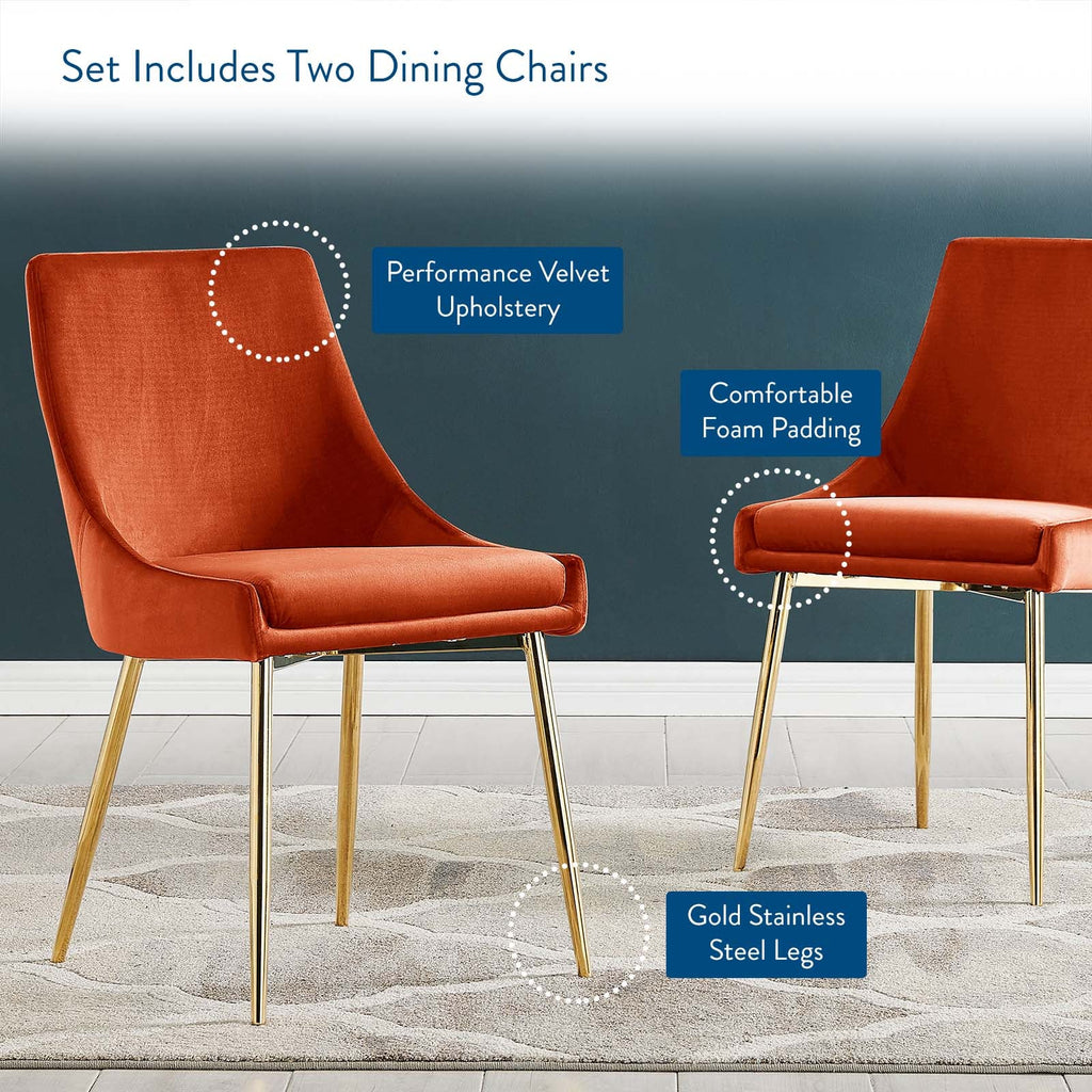 Viscount Performance Velvet Dining Chairs Set of 2 by Modway