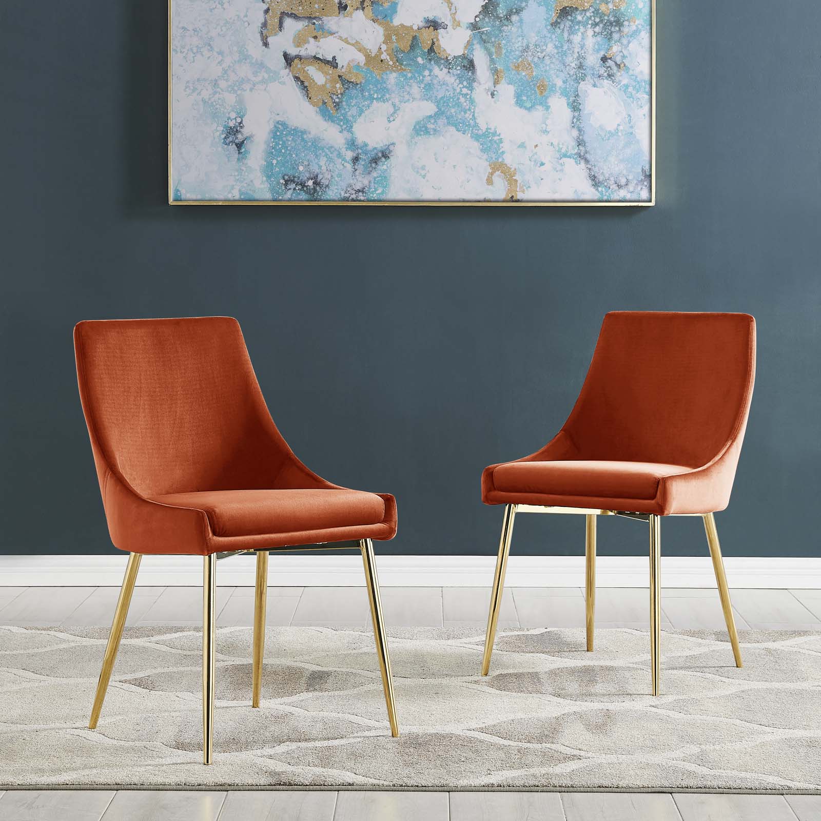 Viscount Performance Velvet Dining Chairs Set of 2 by Modway