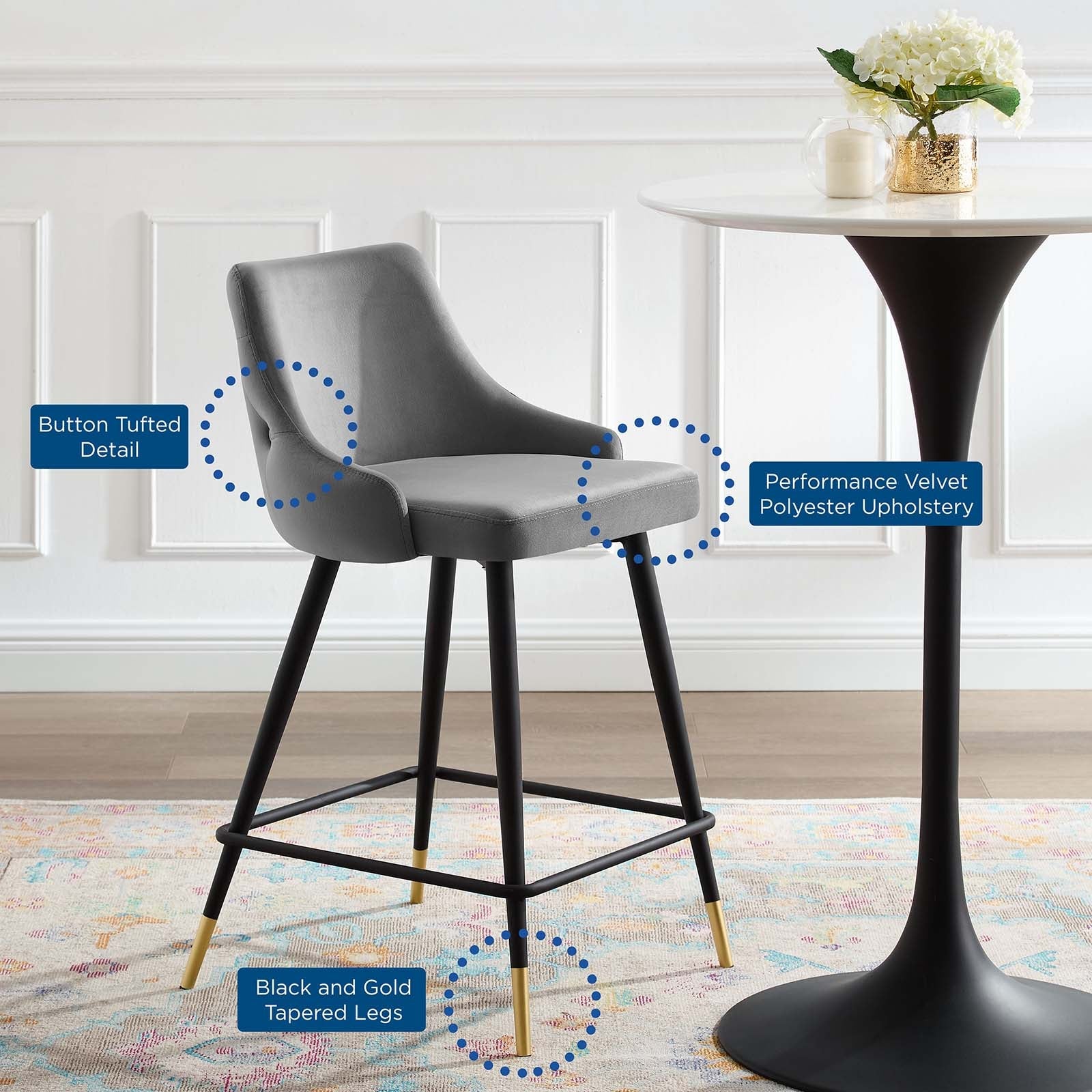 Adorn Performance Velvet Counter Stool by Modway