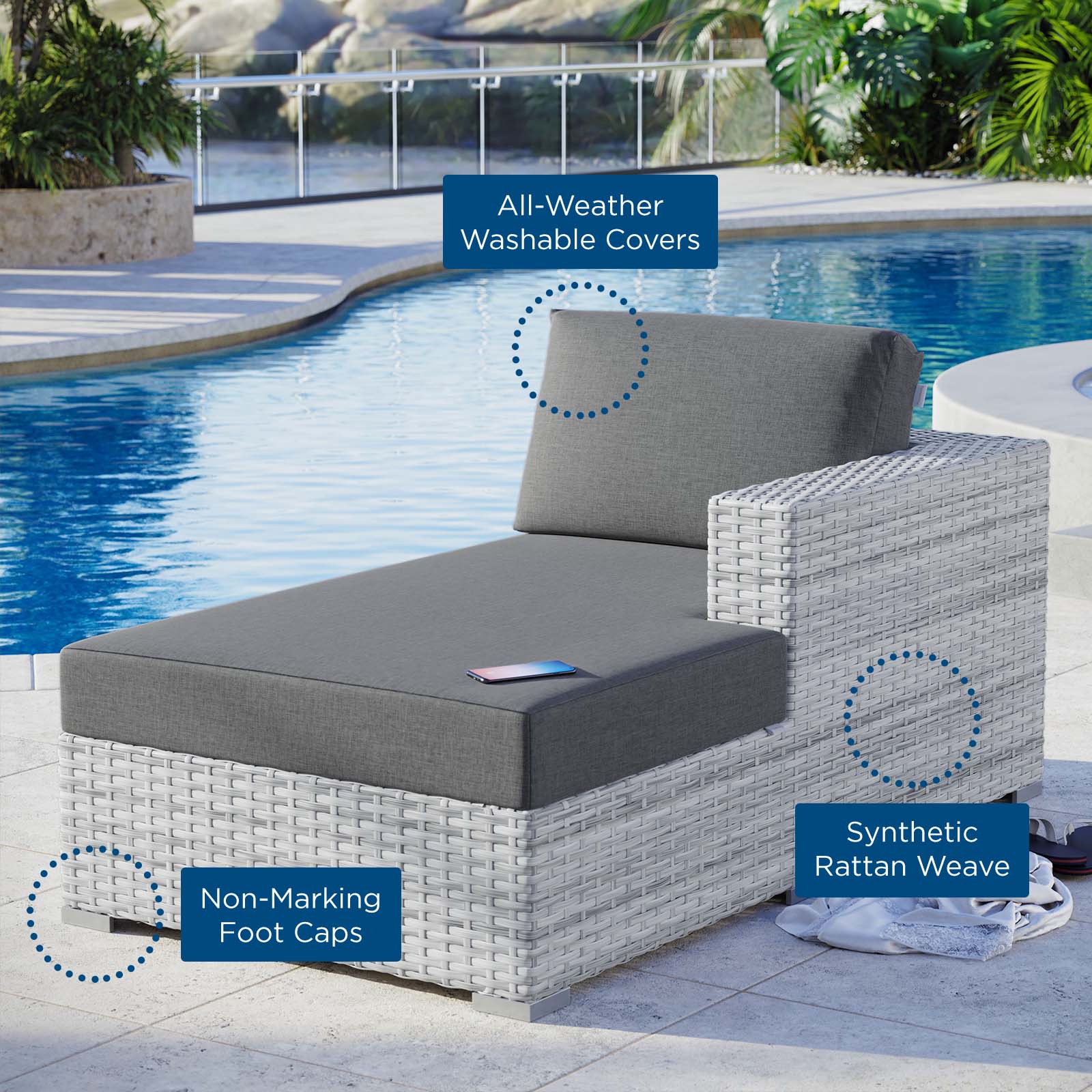 Convene Outdoor Patio Right Chaise by Modway