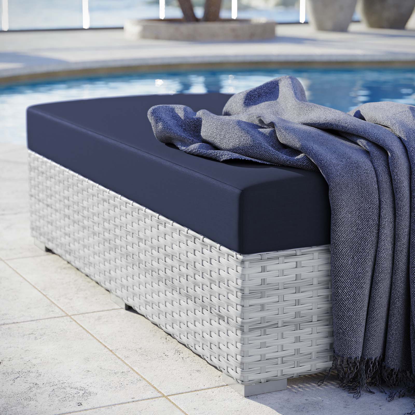 Convene Outdoor Patio Rectangular Ottoman by Modway