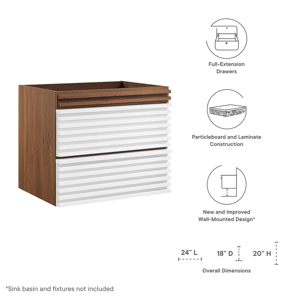 Render 24" Wall-Mount Bathroom Vanity Cabinet (Sink Basin Not Included) by Modway