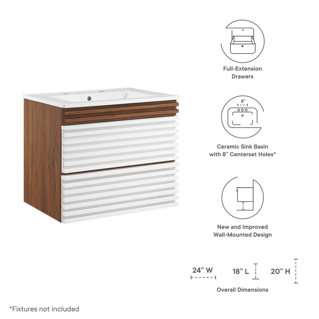 Render 24" Wall-Mount Bathroom Vanity by Modway