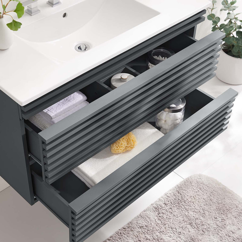 Render 36" Wall-Mount Bathroom Vanity by Modway
