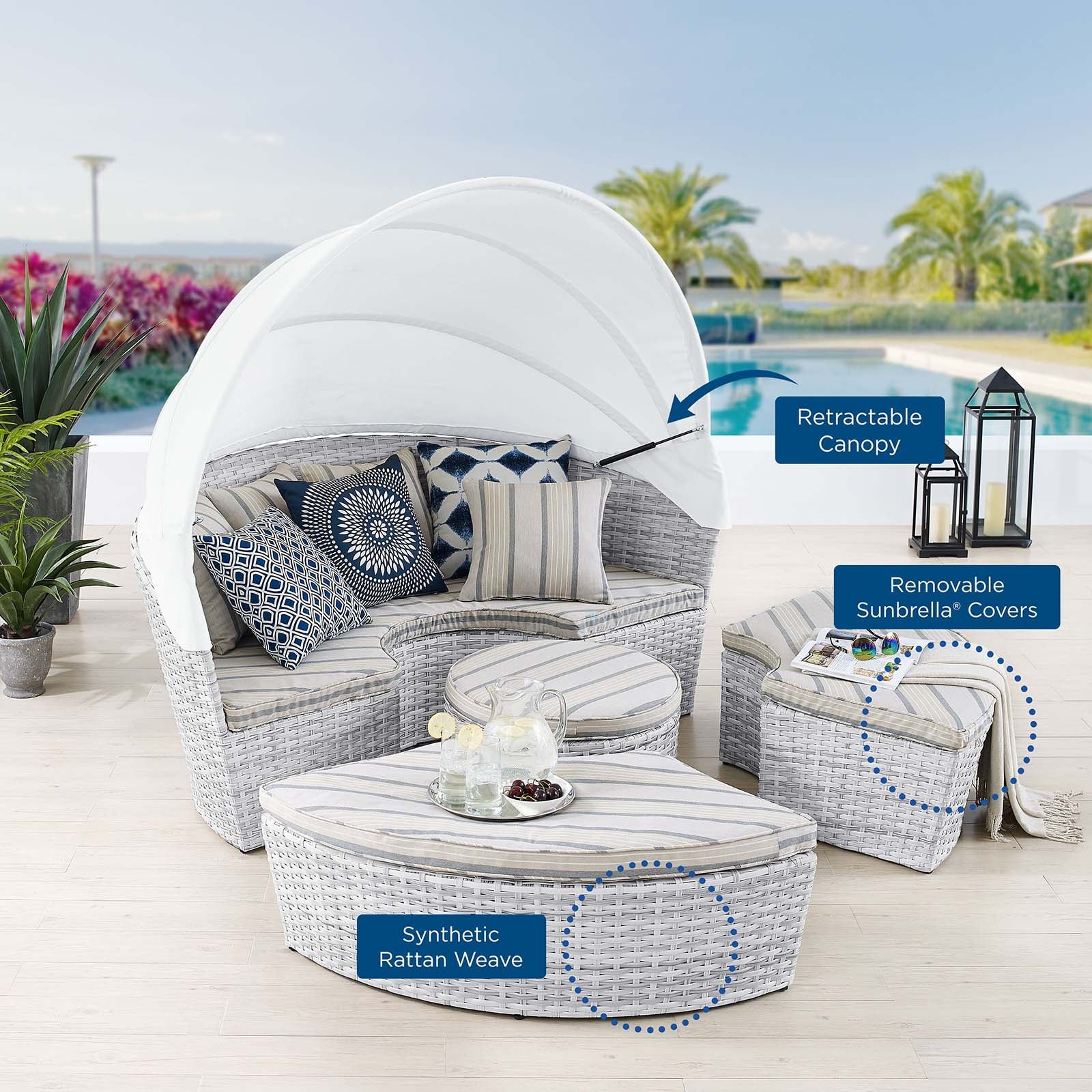 Scottsdale Canopy Sunbrella¨ Outdoor Patio Daybed by Modway