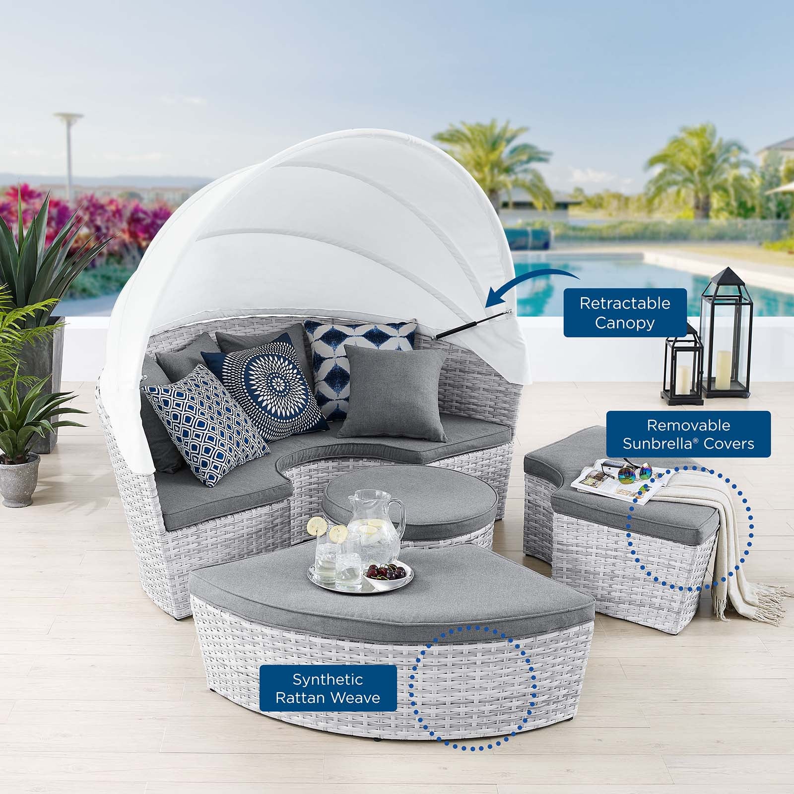 Scottsdale Canopy Sunbrella¨ Outdoor Patio Daybed by Modway
