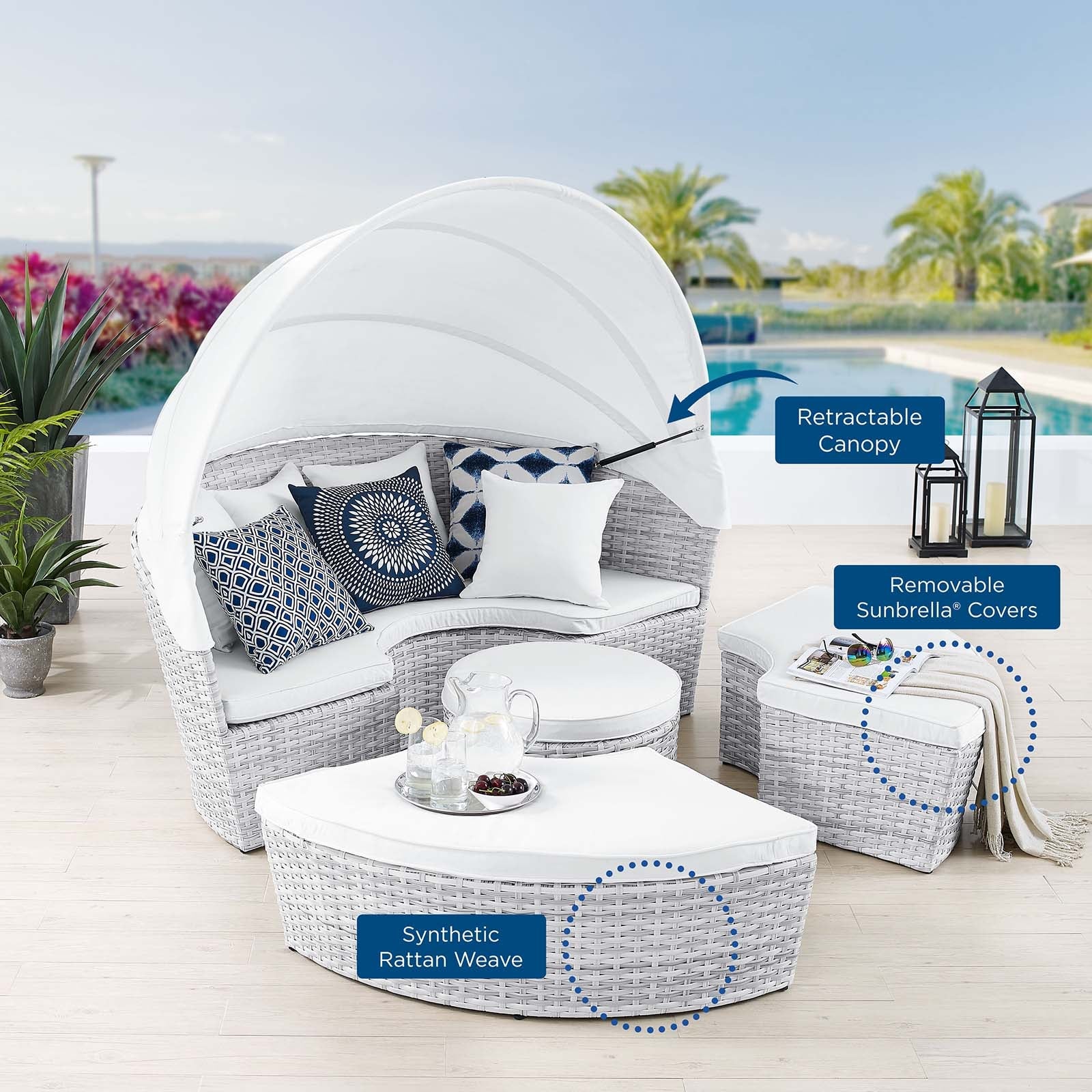 Scottsdale Canopy Sunbrella¨ Outdoor Patio Daybed by Modway