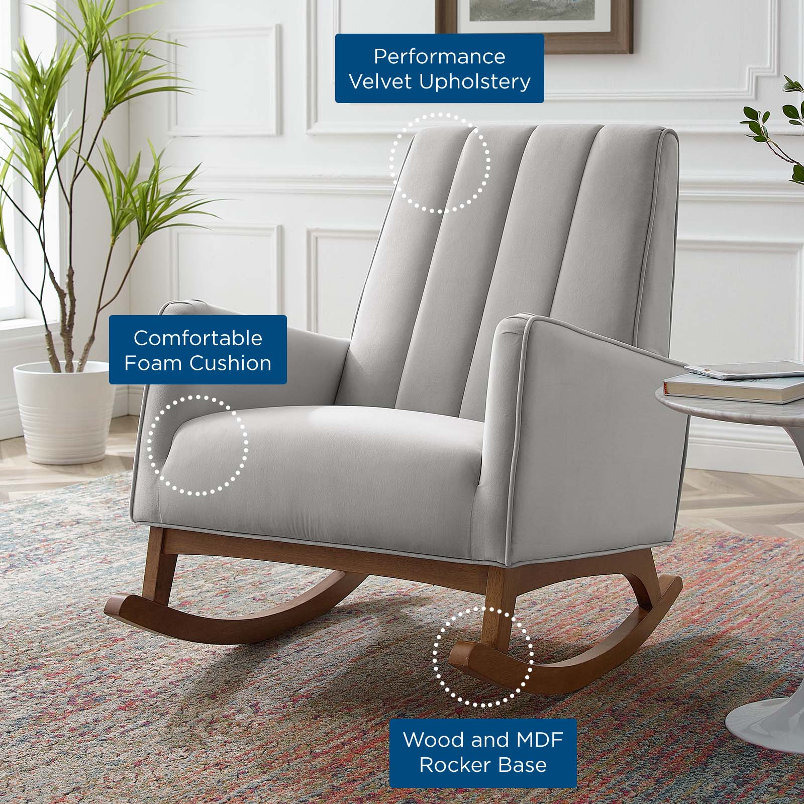 Sway Performance Velvet Rocking Chair by Modway