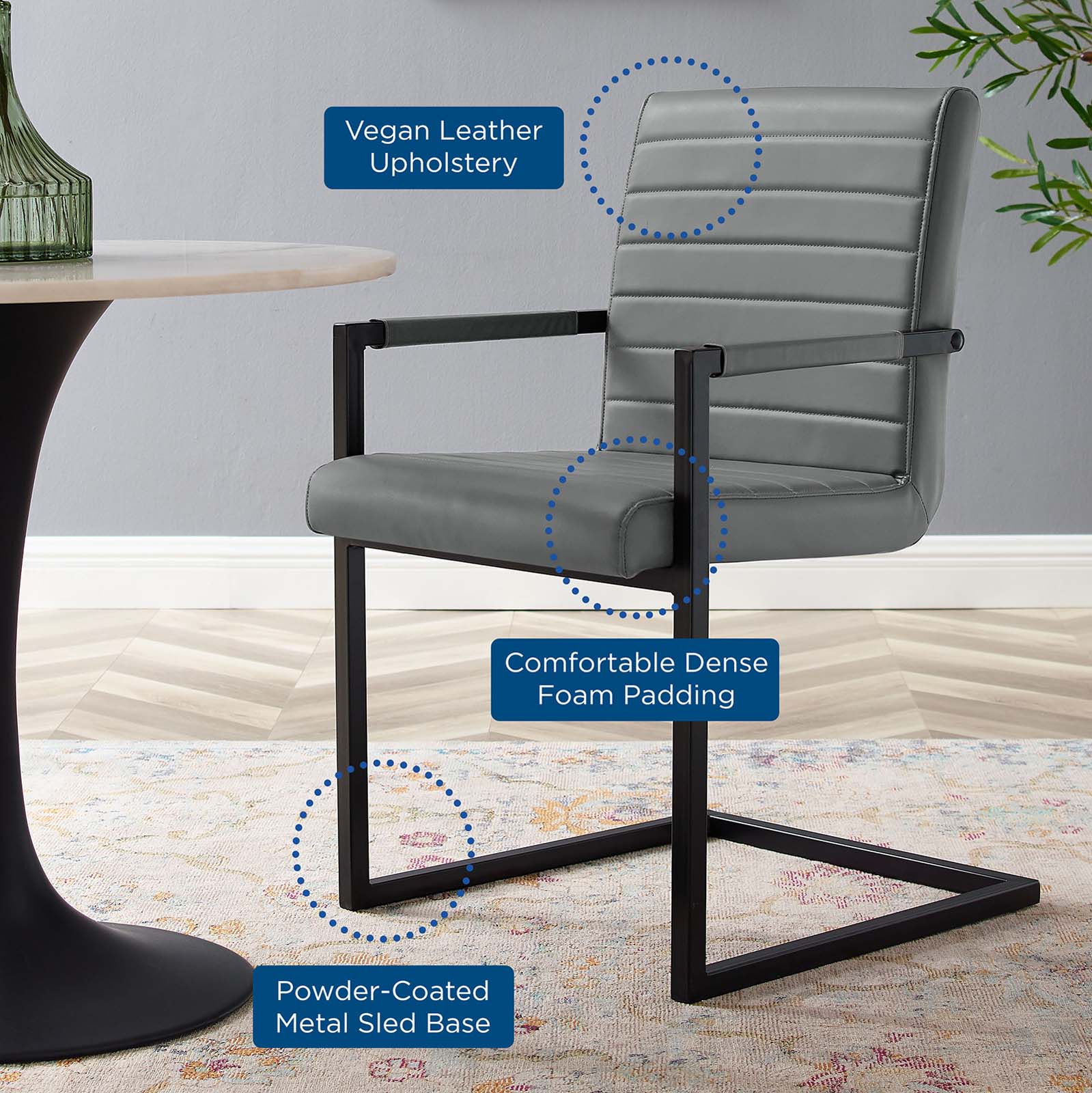 Savoy Vegan Leather Dining Chairs Set of 2 by Modway