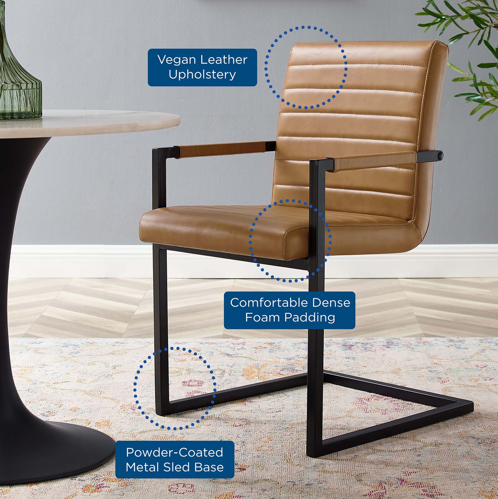 Savoy Vegan Leather Dining Chairs Set of 2 by Modway