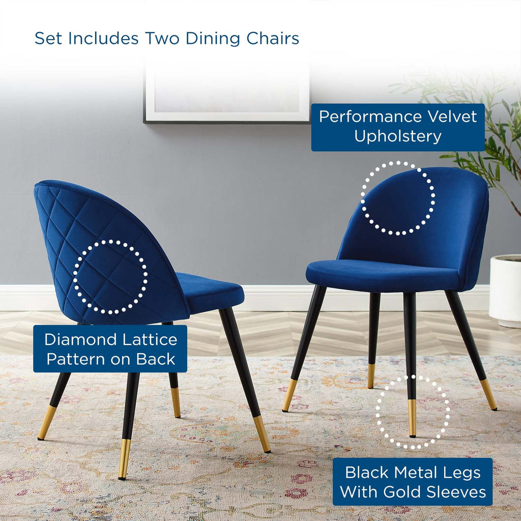Cordial Performance Velvet Dining Chairs Set of 2 by Modway