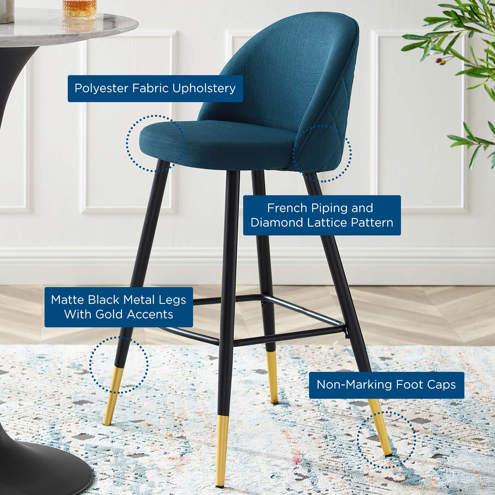 Cordial Fabric Bar Stools Set of 2 by Modway
