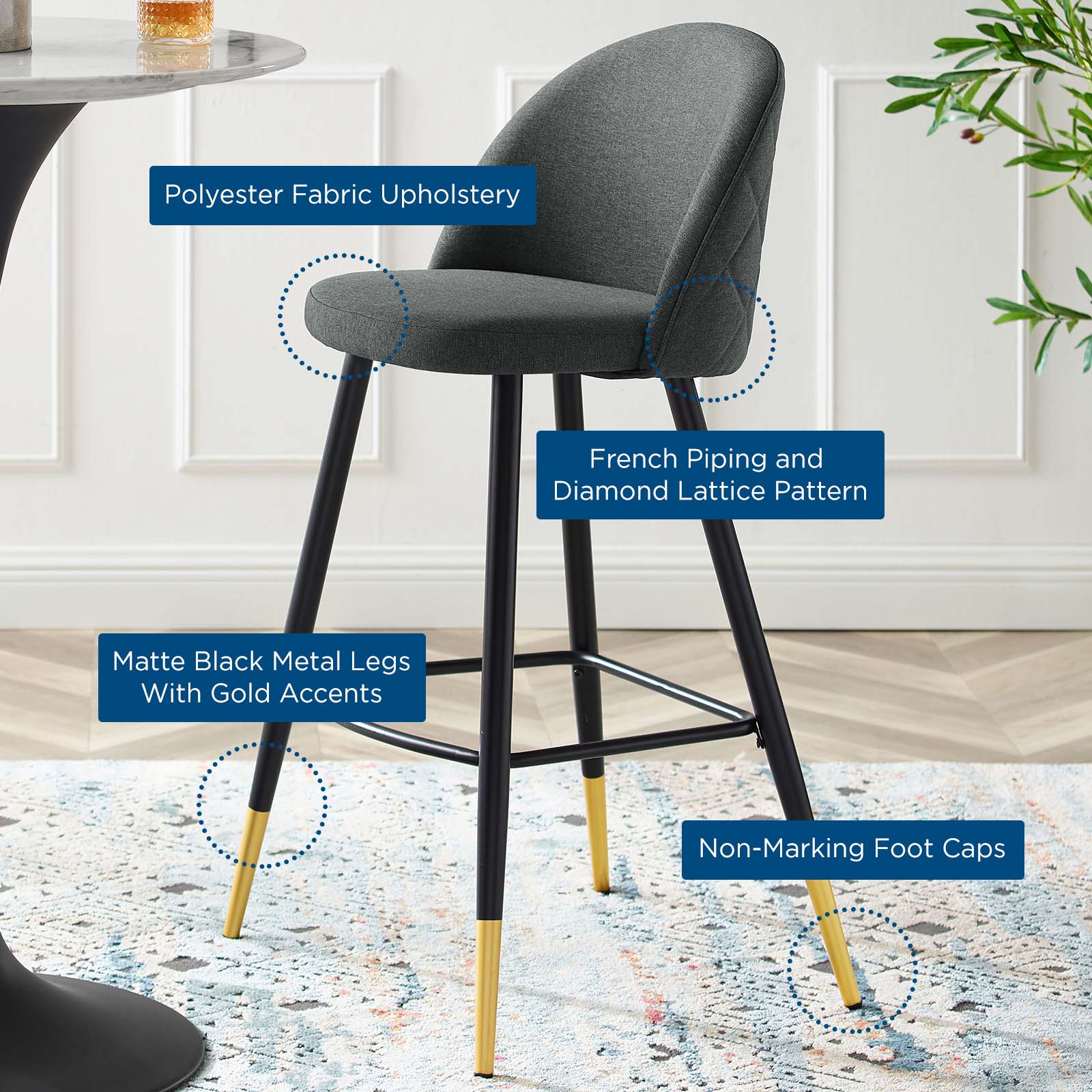 Cordial Fabric Bar Stools Set of 2 by Modway