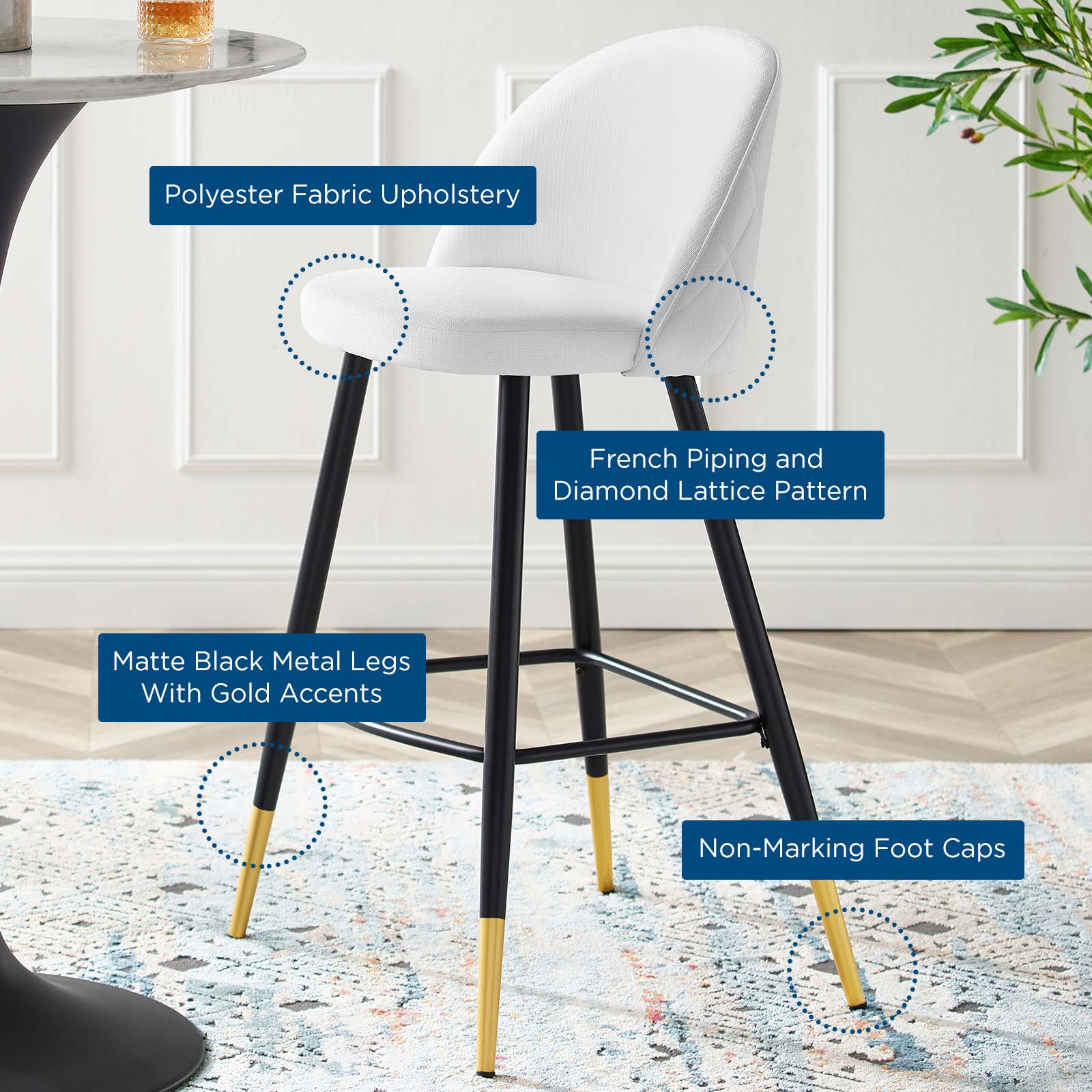 Cordial Fabric Bar Stools Set of 2 by Modway