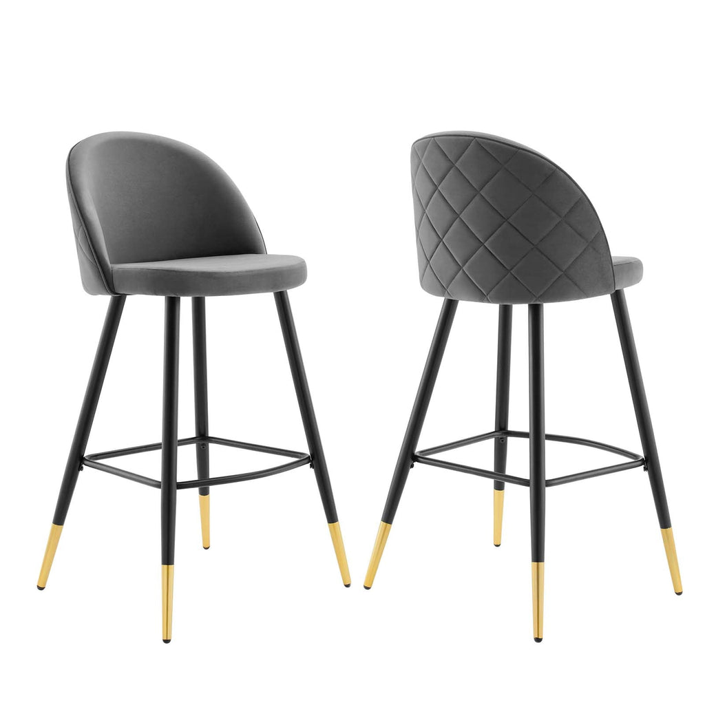 Cordial Performance Velvet Bar Stools Set of 2 by Modway