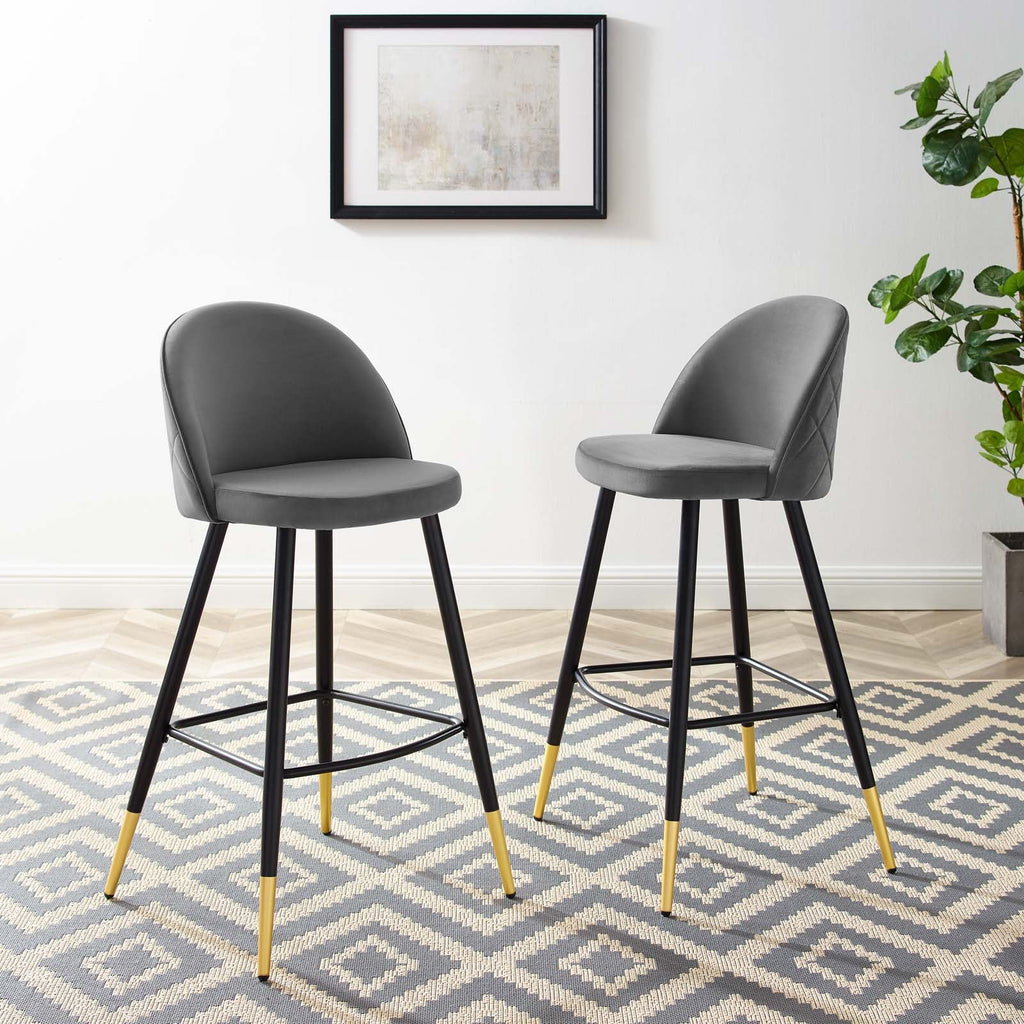 Cordial Performance Velvet Bar Stools Set of 2 by Modway
