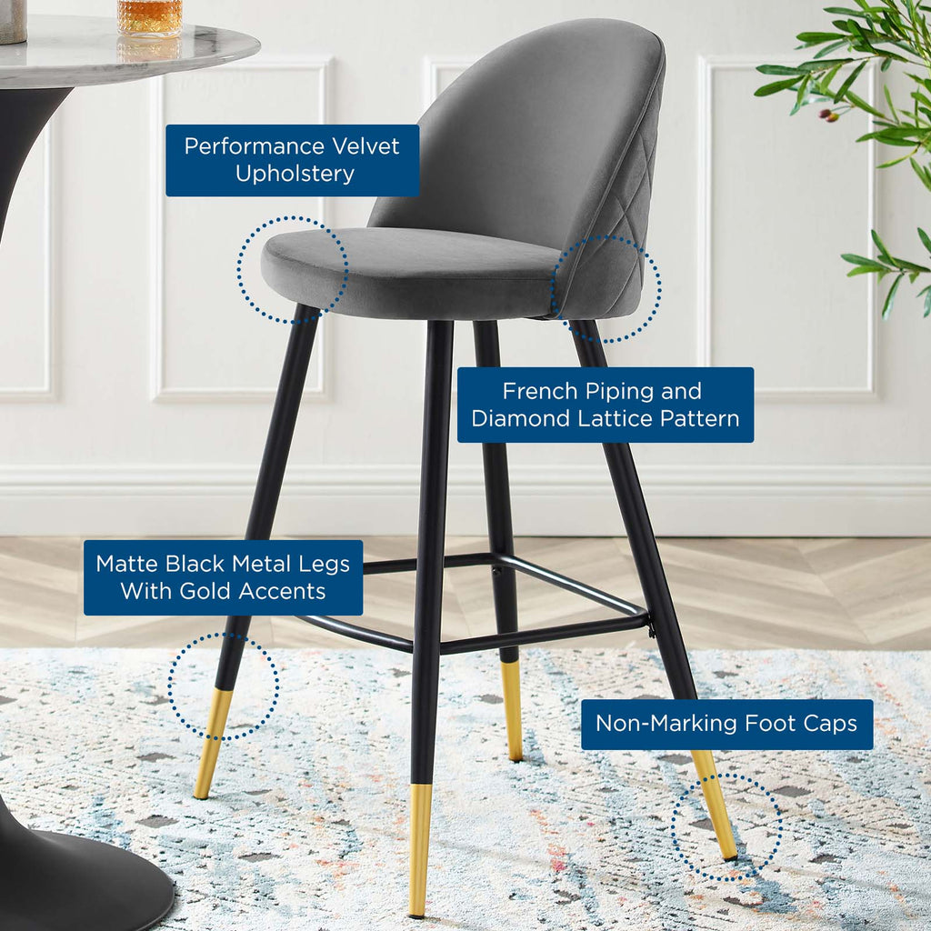 Cordial Performance Velvet Bar Stools Set of 2 by Modway