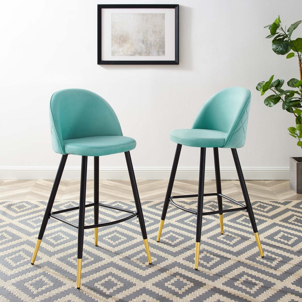 Cordial Performance Velvet Bar Stools Set of 2 by Modway