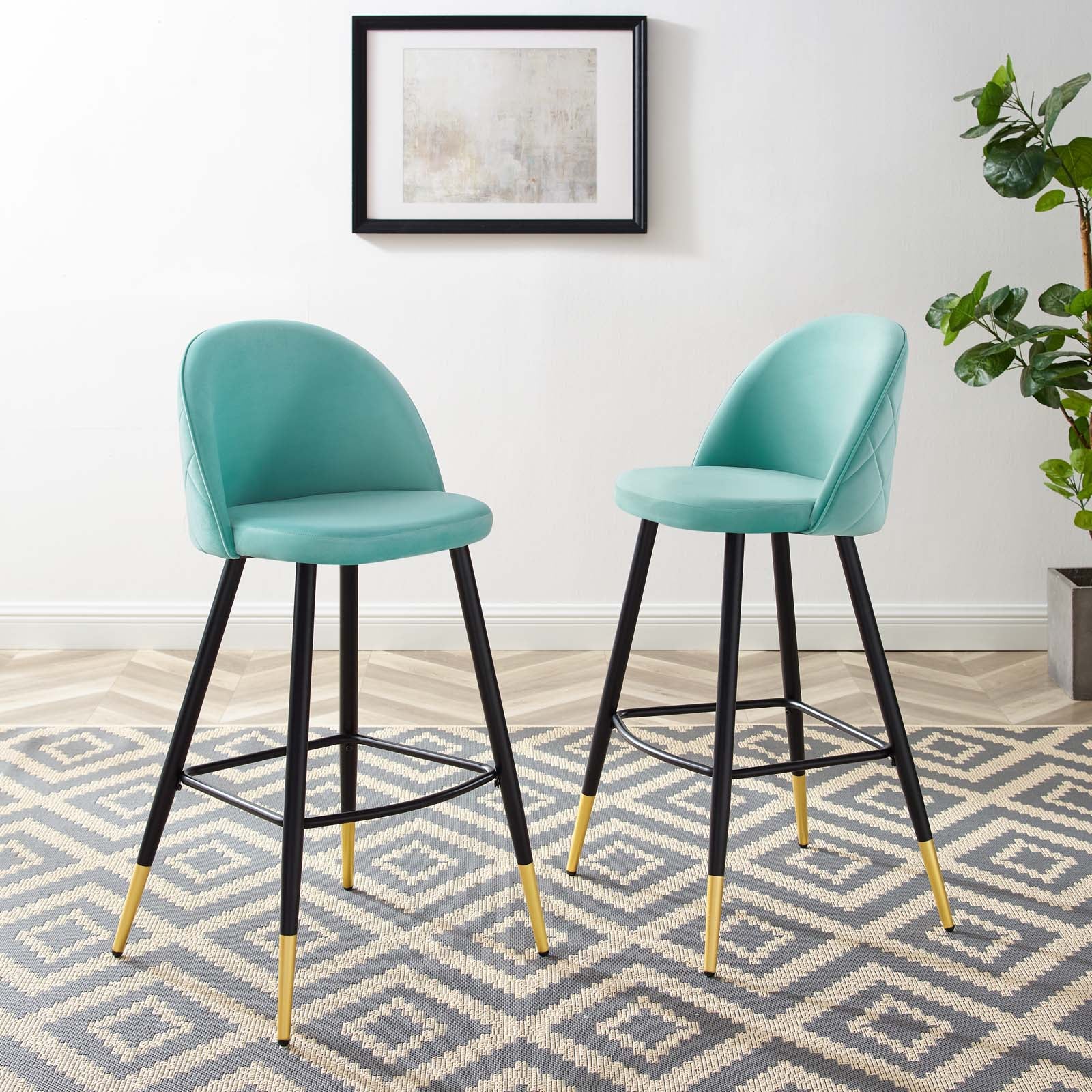 Cordial Performance Velvet Bar Stools Set of 2 by Modway