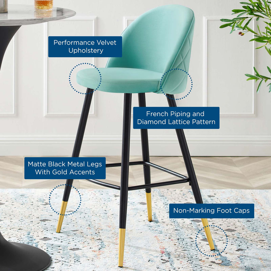 Cordial Performance Velvet Bar Stools Set of 2 by Modway