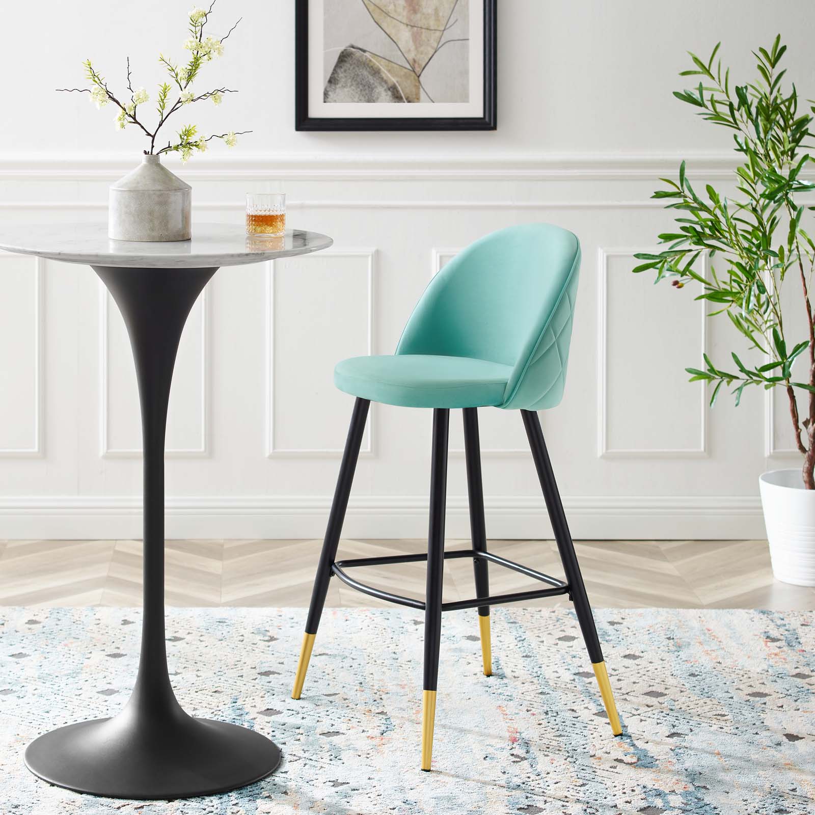 Cordial Performance Velvet Bar Stools Set of 2 by Modway