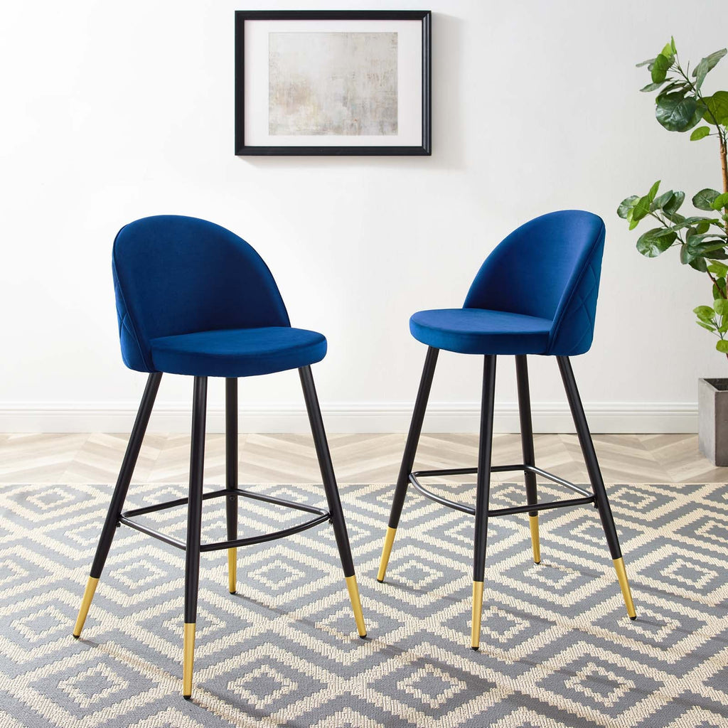 Cordial Performance Velvet Bar Stools Set of 2 by Modway