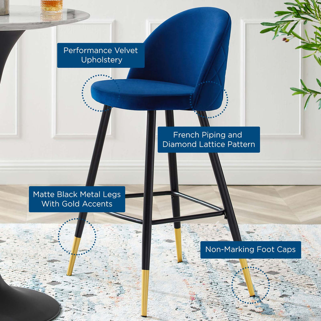 Cordial Performance Velvet Bar Stools Set of 2 by Modway